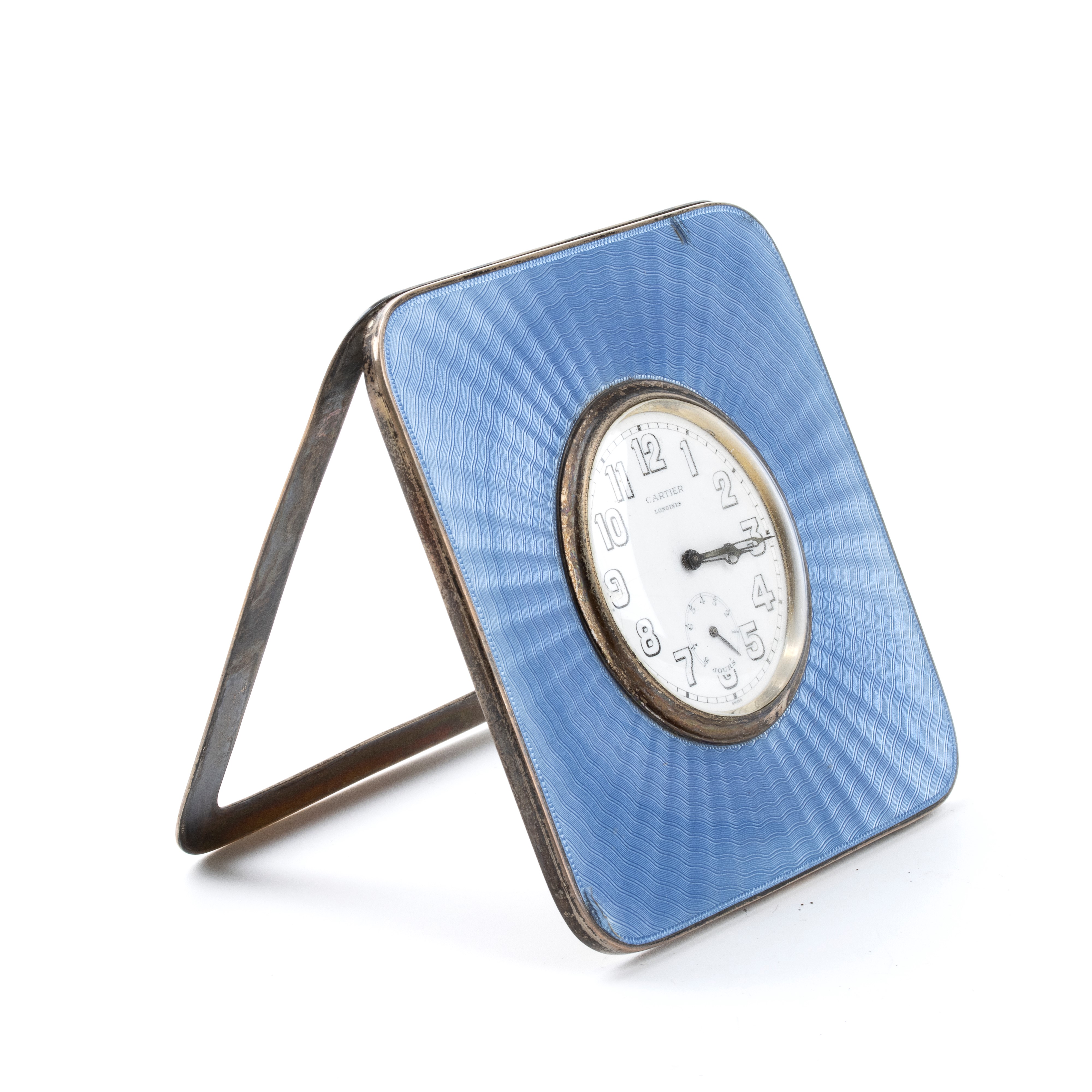 Orologio da tavolo Art Déco in argento e smalti