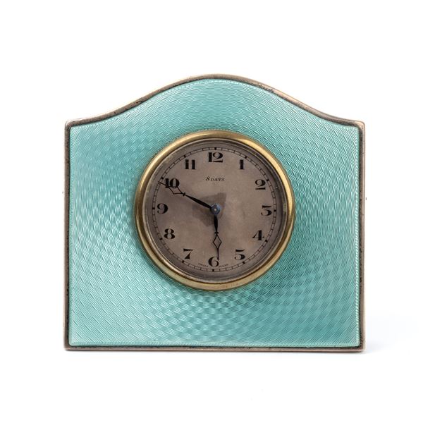 Adie Brothers Ltd. - Art Déco sterling silver and enamels table clock