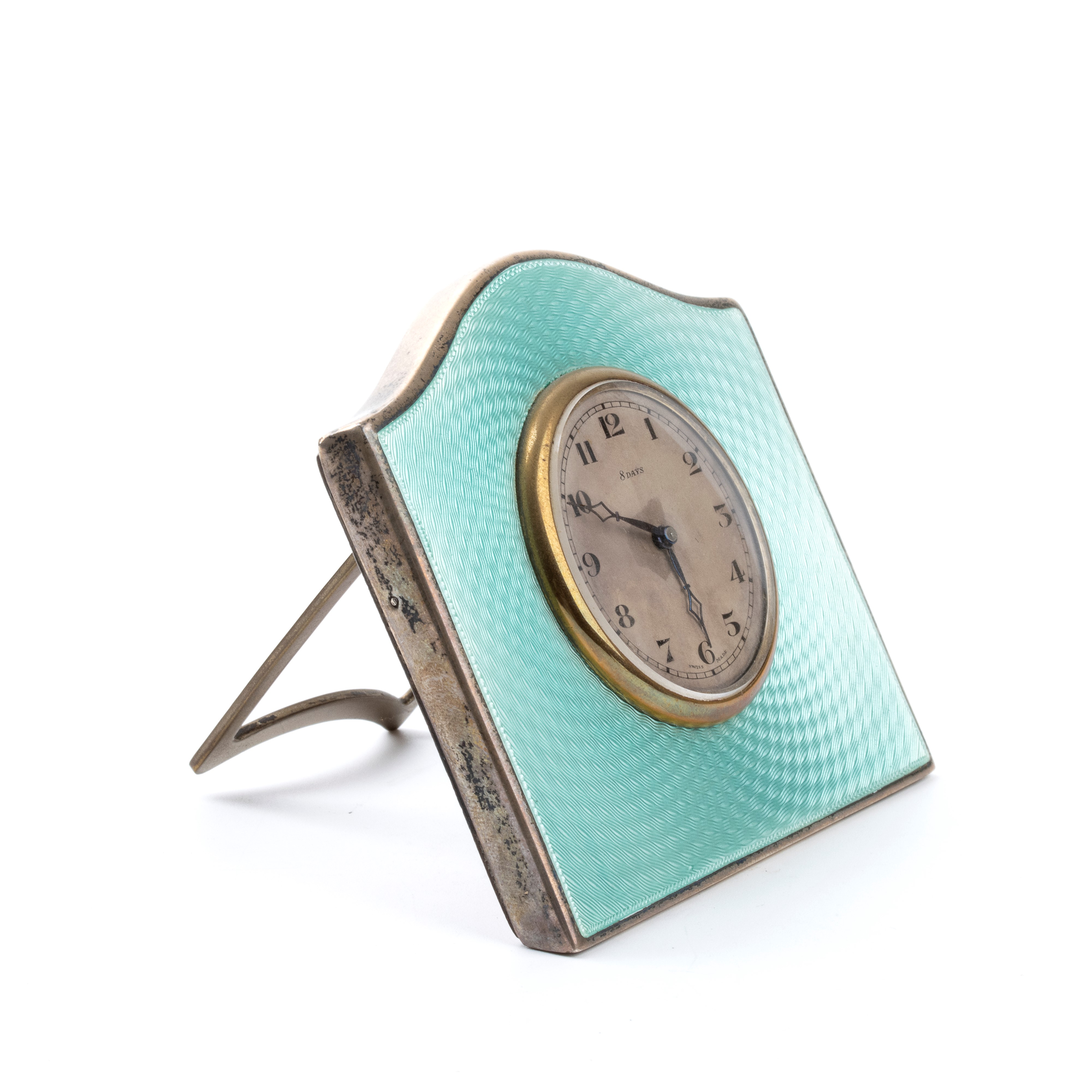 Orologio da tavolo Art Déco in argento e smalti