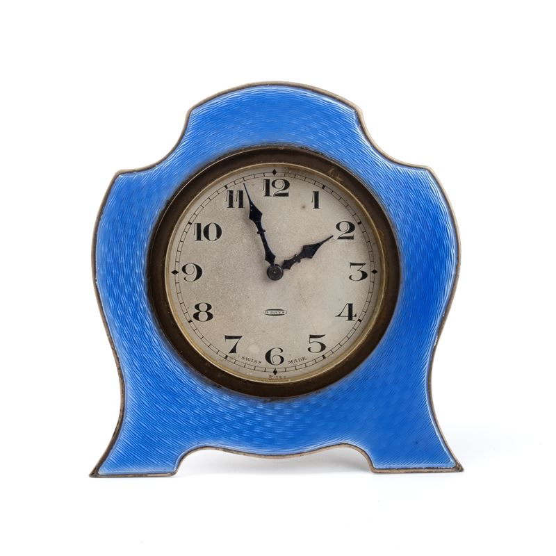 Orologio da tavolo Art Déco in argento e smalti