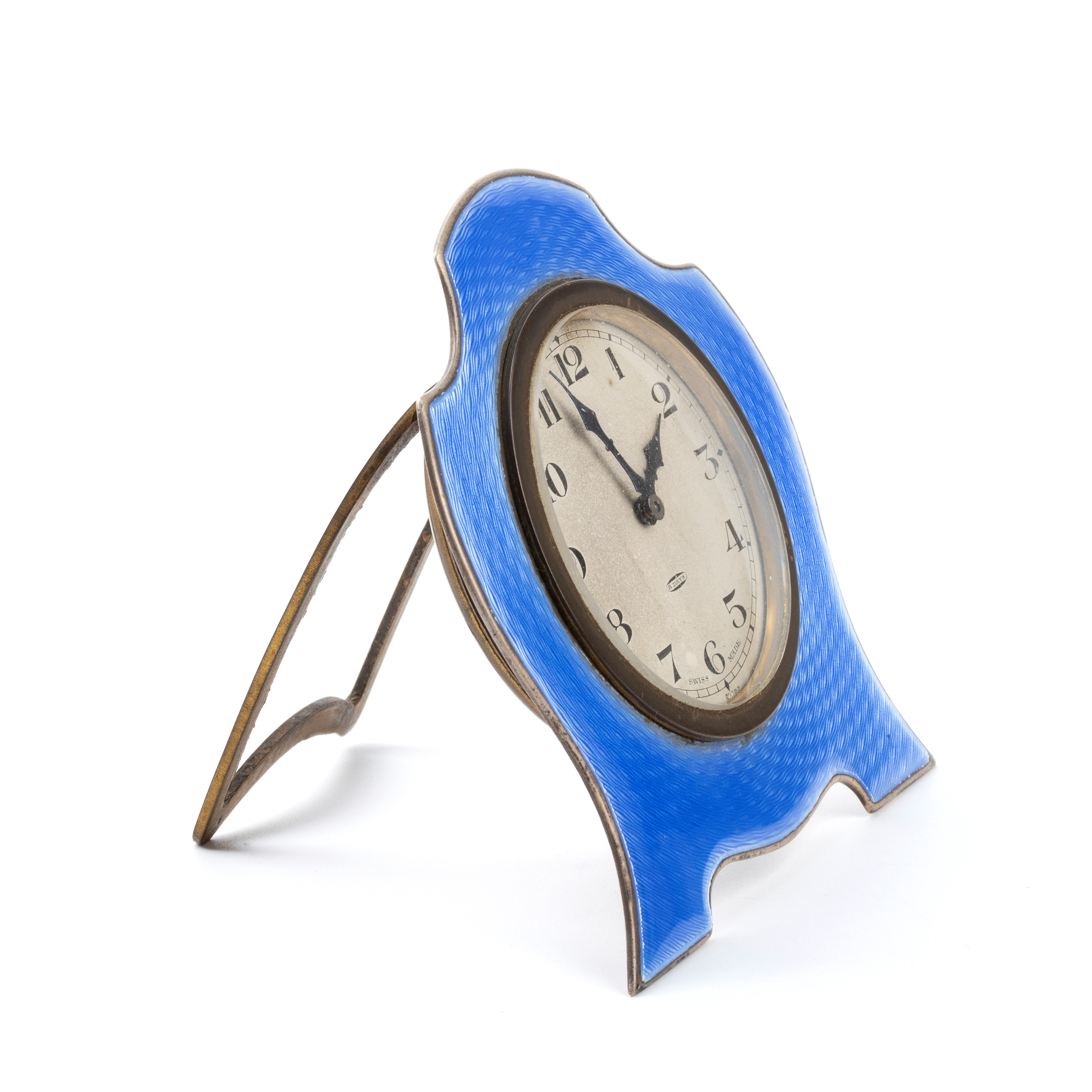 Orologio da tavolo Art Déco in argento e smalti