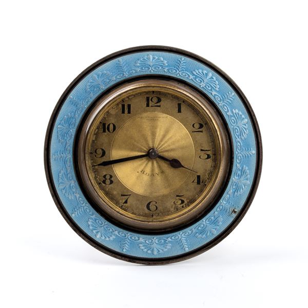 Art Déco table clock with enamels