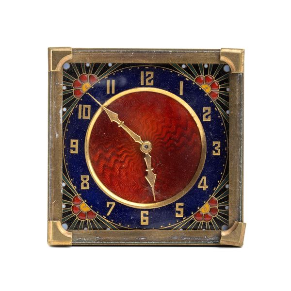 Kienzle (?): Art Déco table clock with enamels