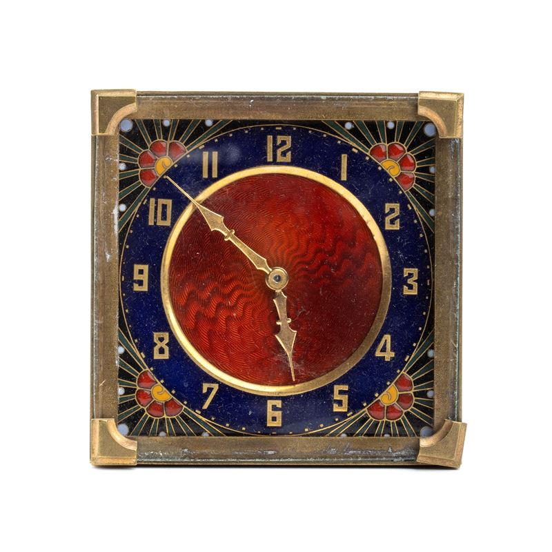 Kienzle (?): Orologio da Tavolo Art Déco con Smalti