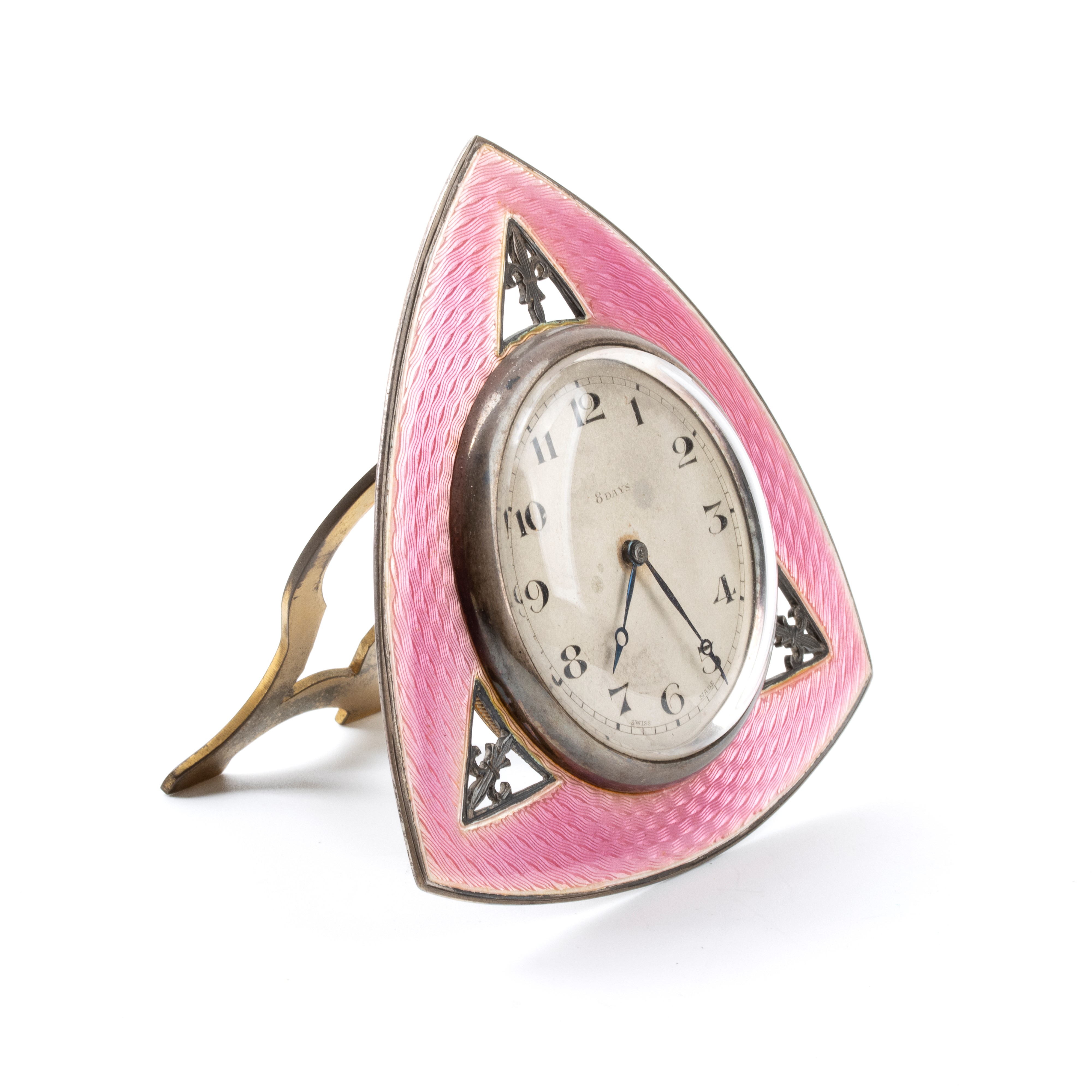 Orologio da tavolo Art Déco in argento e smalti