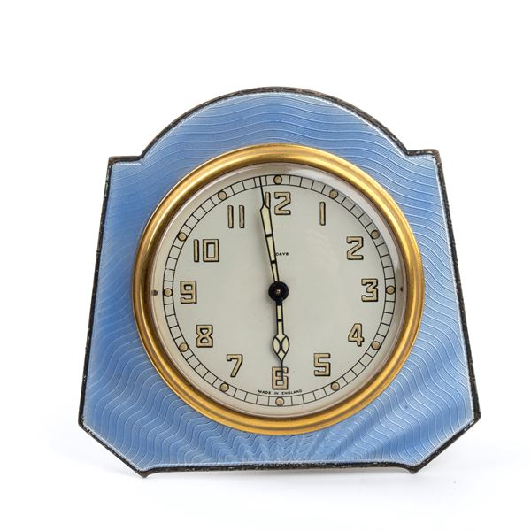 Albert Carter - Art Déco sterling silver and enamels table clock