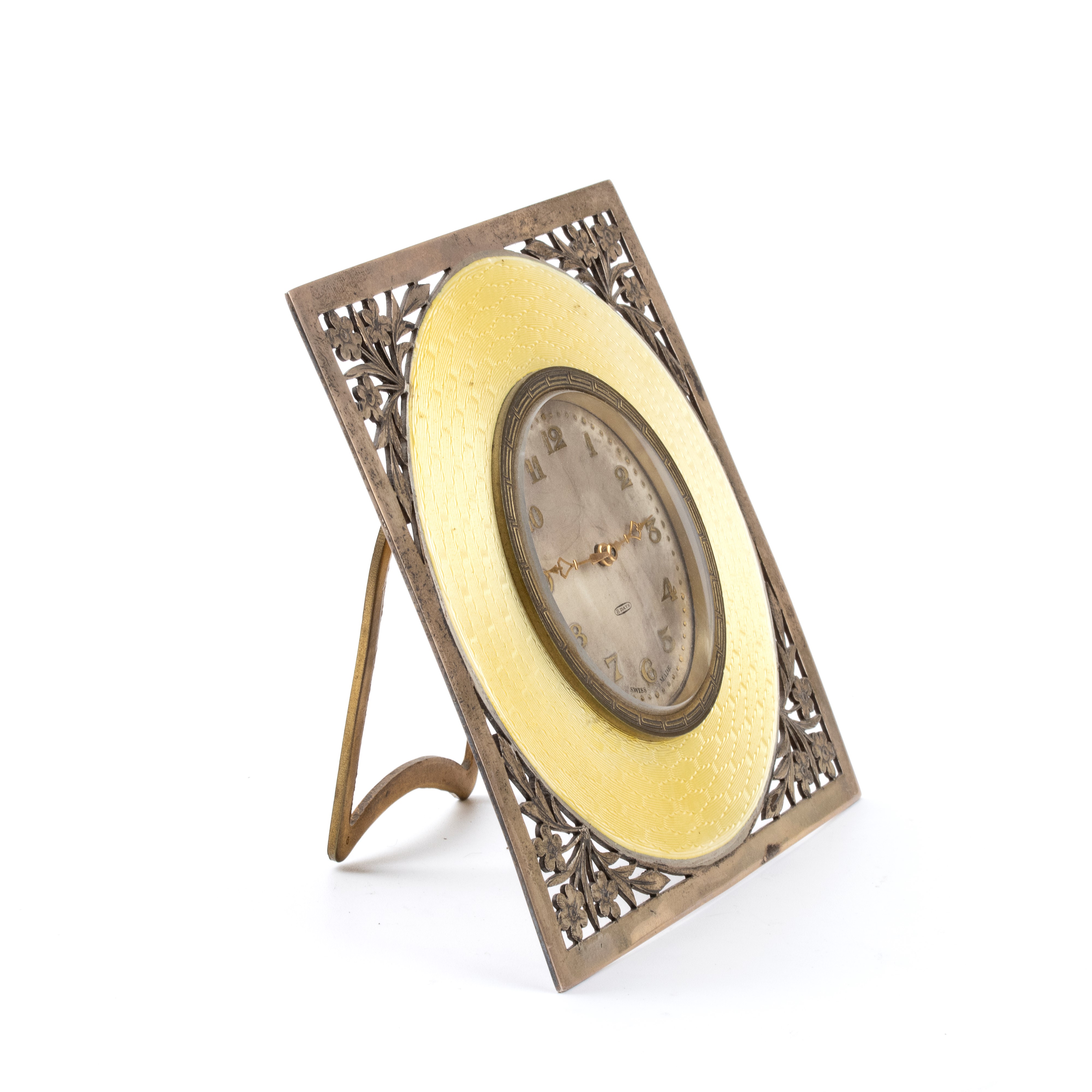 Orologio da tavolo Art Déco in argento e smalti