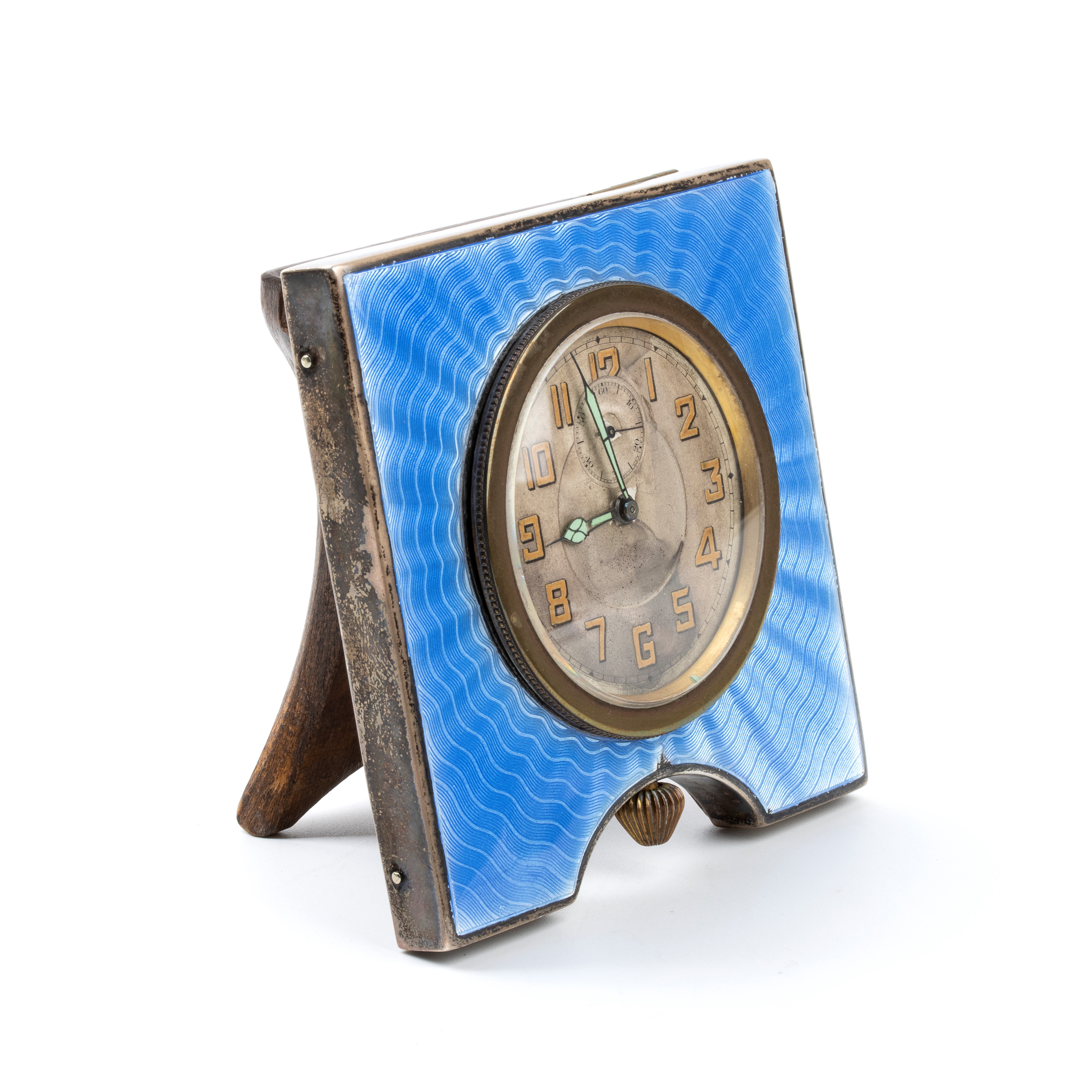 Orologio da tavolo Art Déco in argento e smalti