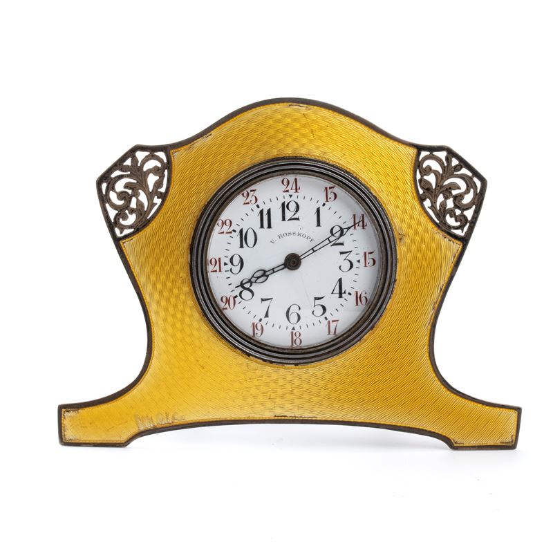 Orologio da tavolo Art Déco in argento e smalti