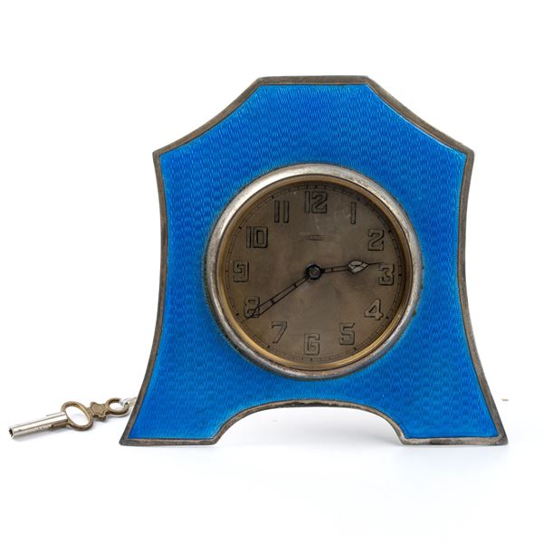 Williams Ltd. - Art Déco sterling silver and enamels table clock