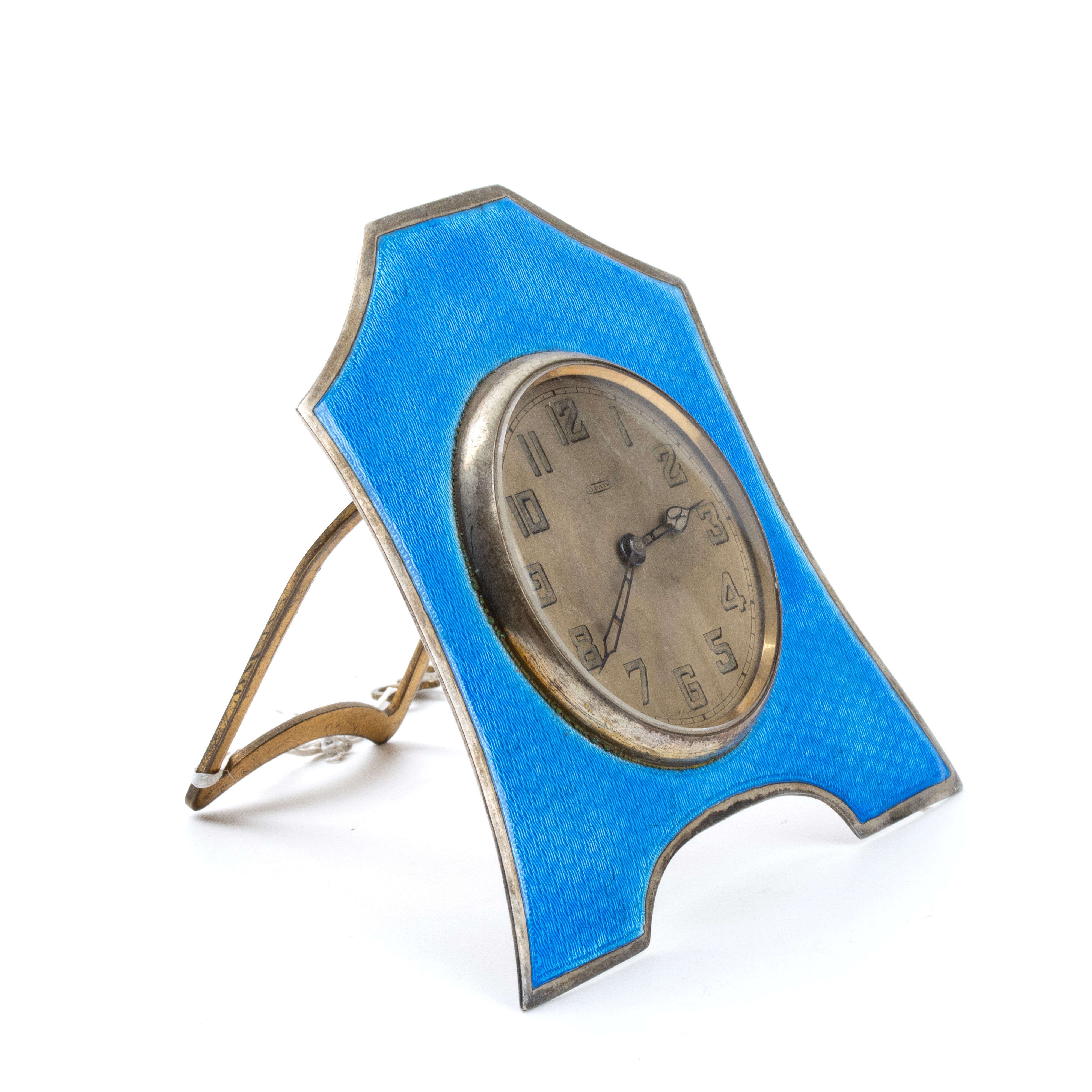 Orologio da tavolo Art Déco in argento e smalti