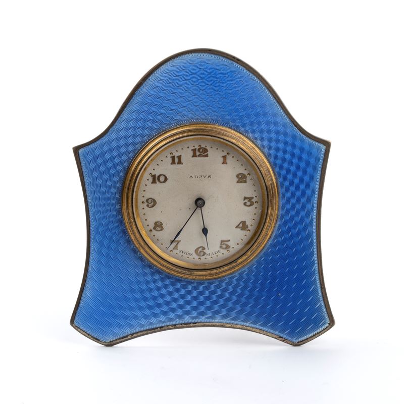 Orologio da tavolo Art Déco in argento e smalti