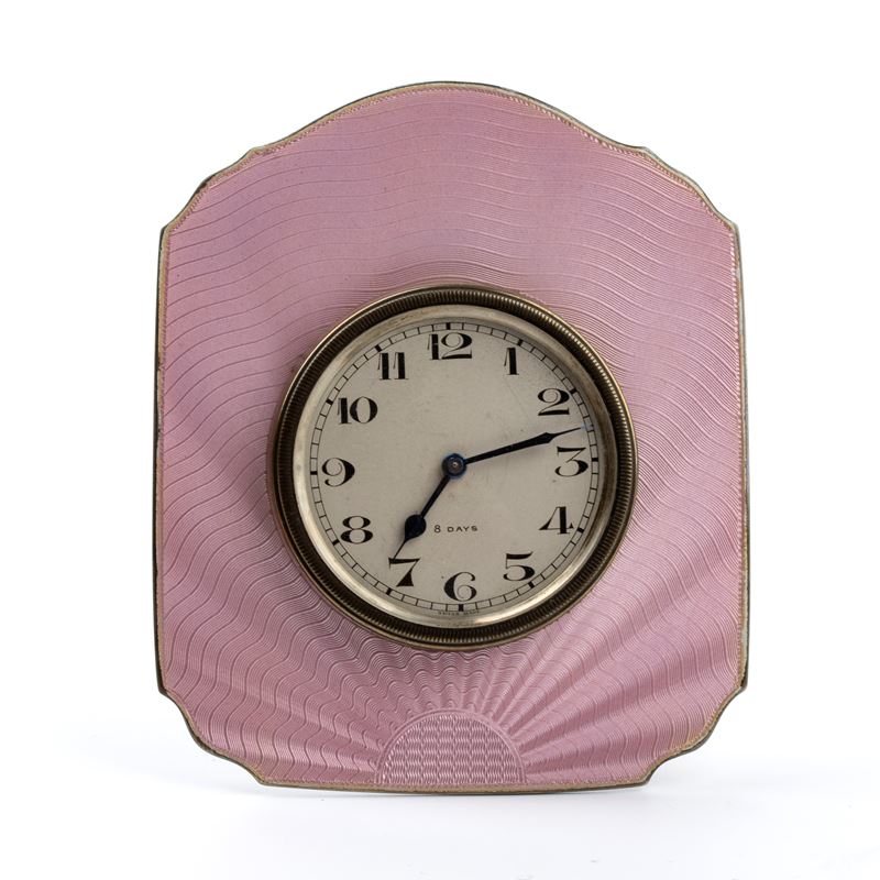 Orologio da tavolo Art Déco in argento e smalti