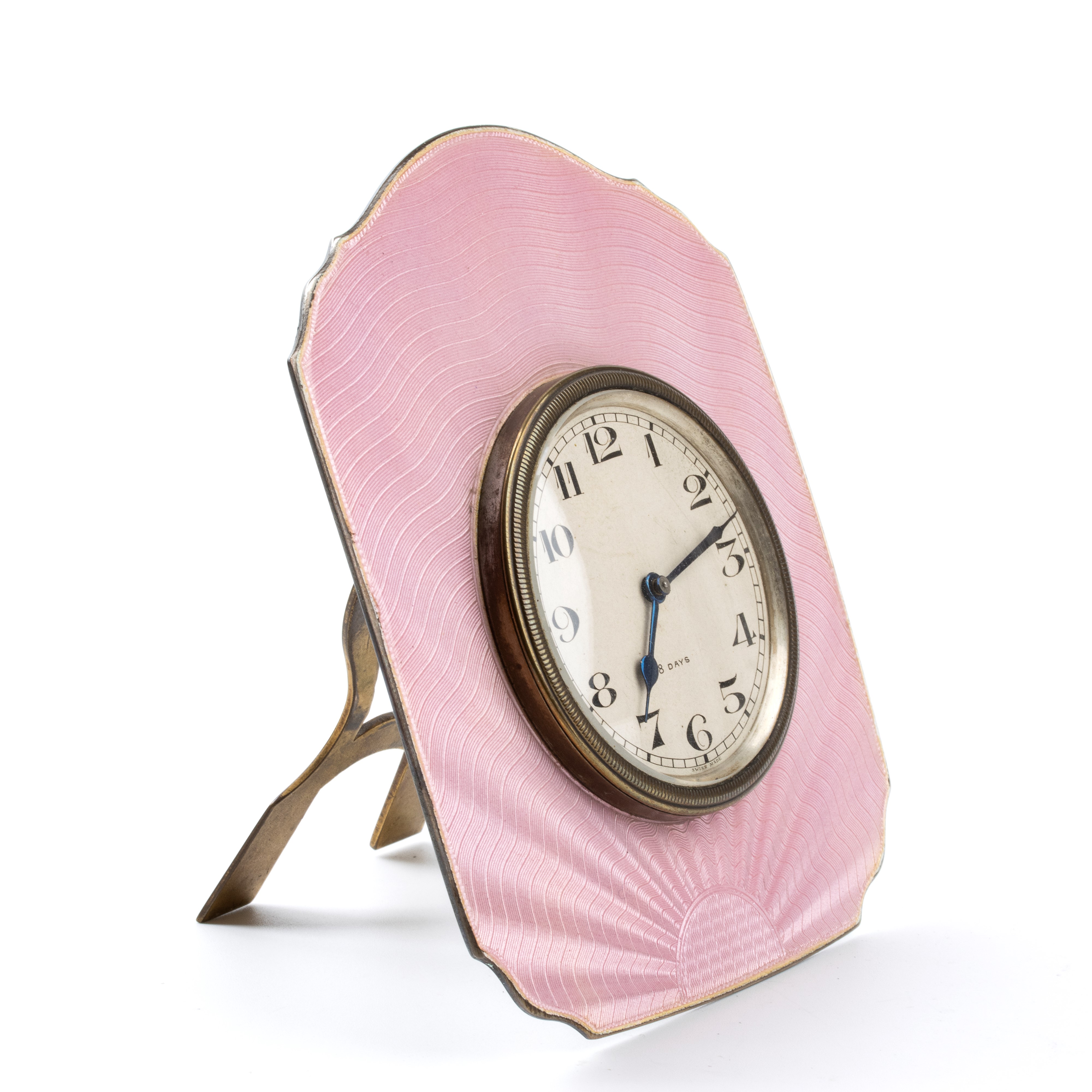 Orologio da tavolo Art Déco in argento e smalti