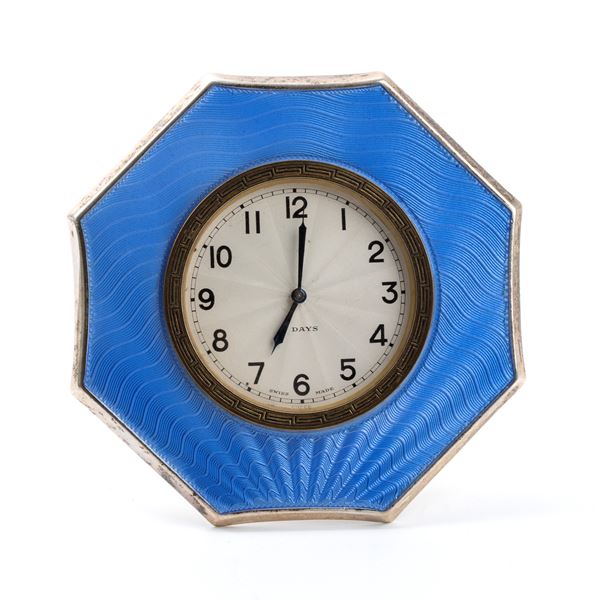 Art Déco table clock with enamels