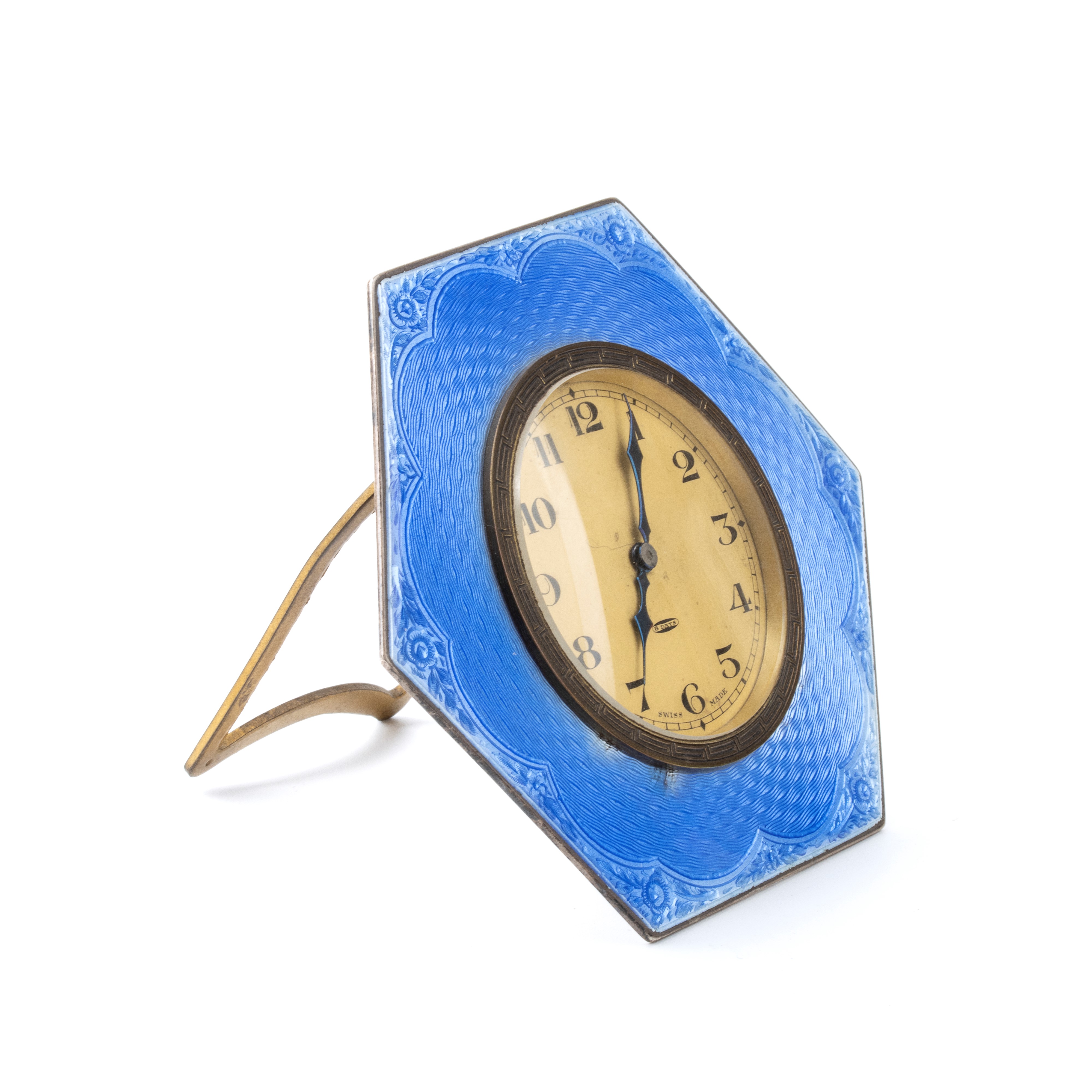 Orologio da tavolo Art Déco in argento e smalti