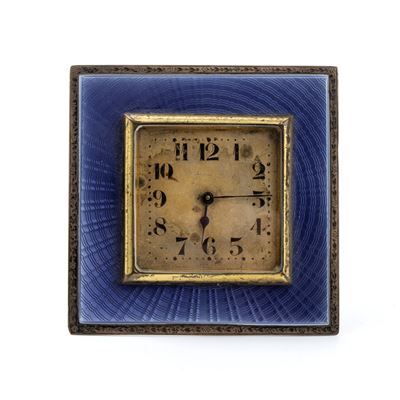 Orologio da Tavolo Art Déco in Argento e Smalti
