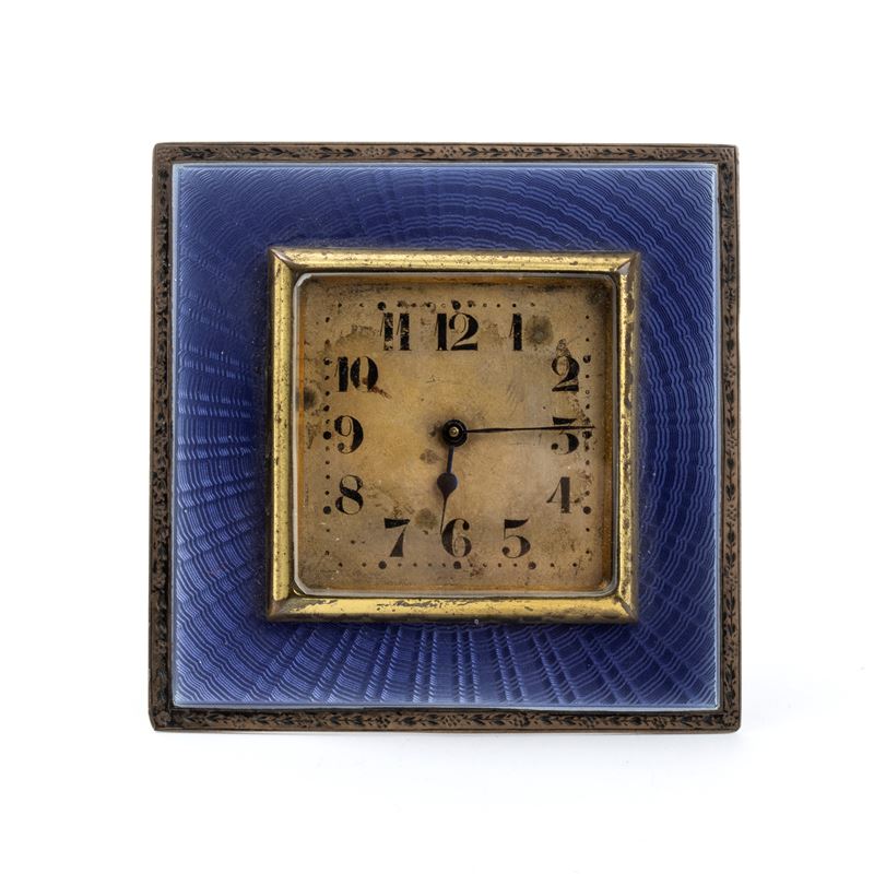 Walker & Hall - Orologio da Tavolo Art Déco in Argento e Smalti