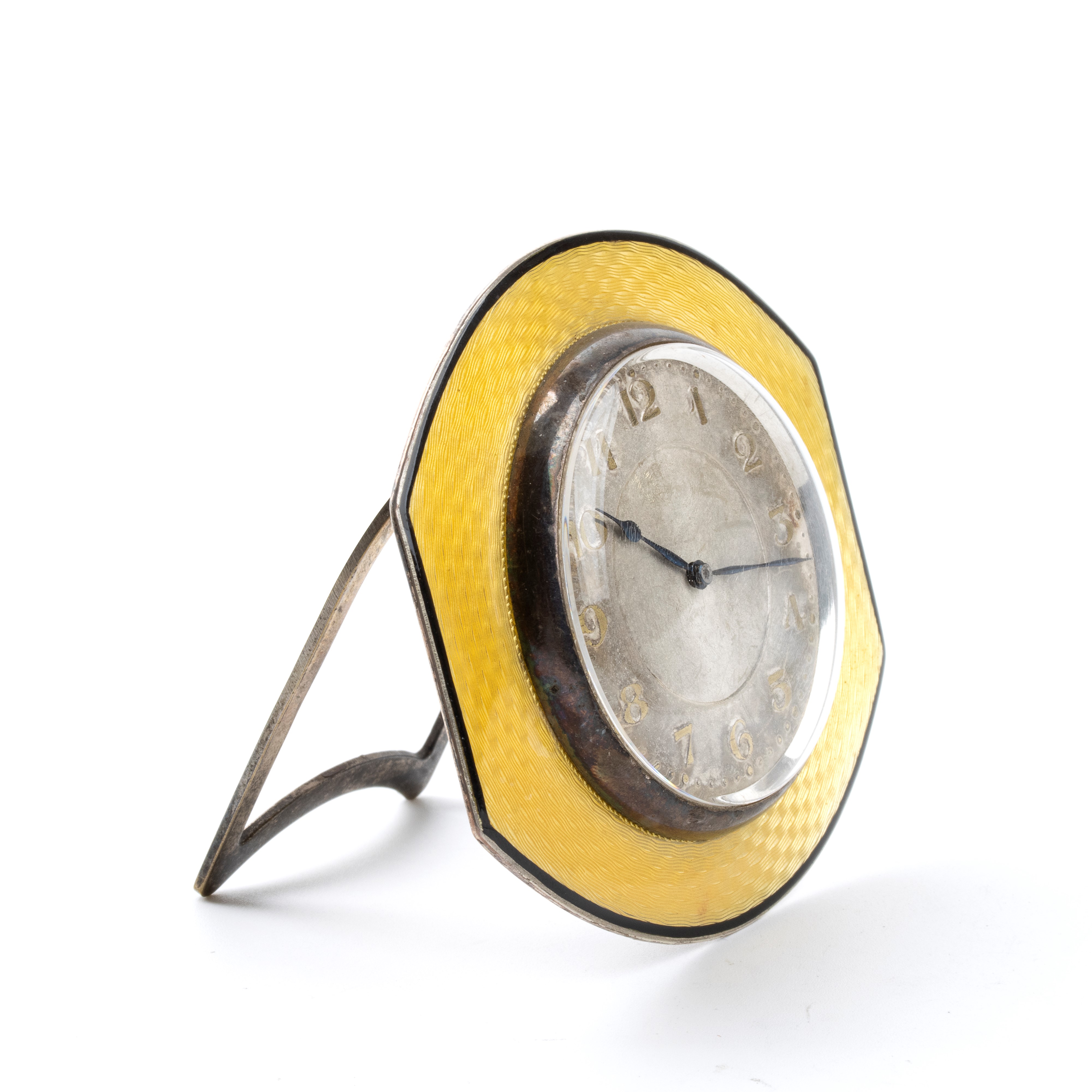 Orologio da tavolo Art Déco in argento e smalti