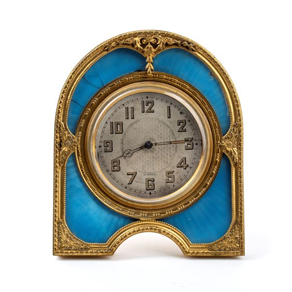 Art Déco table clock with enamels