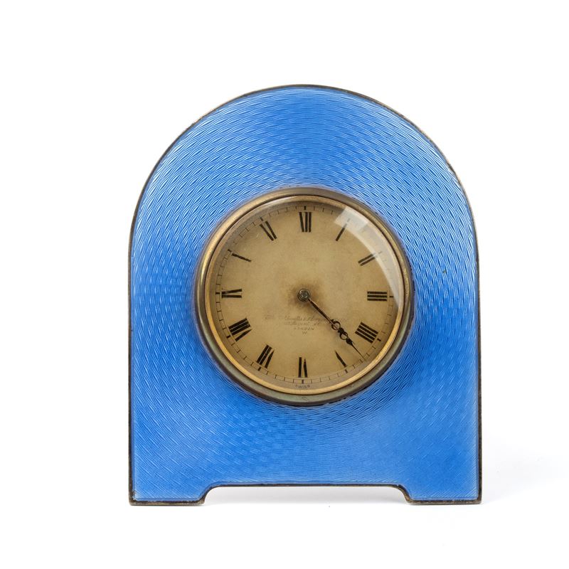 Orologio da tavolo Art Déco in argento e smalti