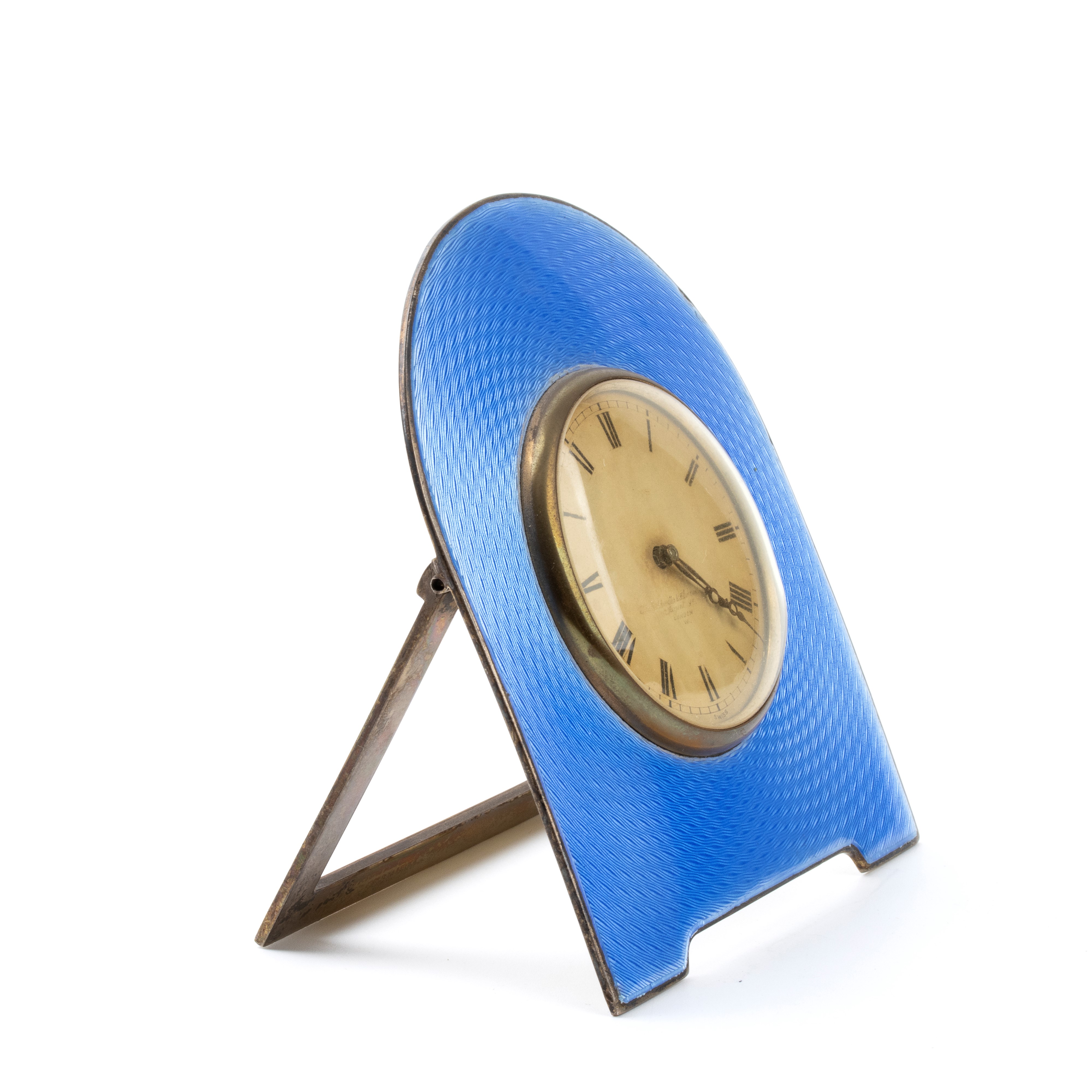 Orologio da tavolo Art Déco in argento e smalti