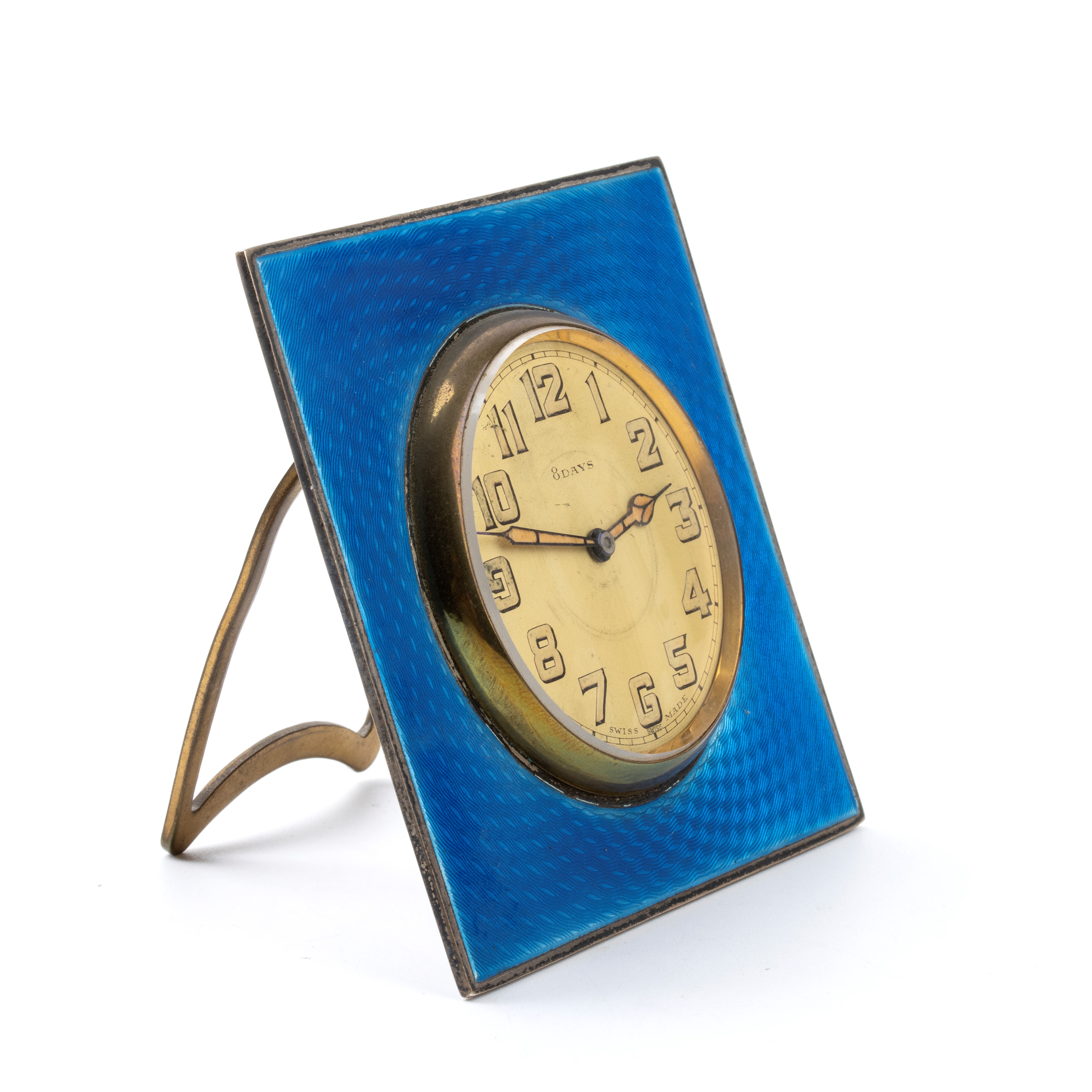 Orologio da tavolo Art Déco in argento e smalti