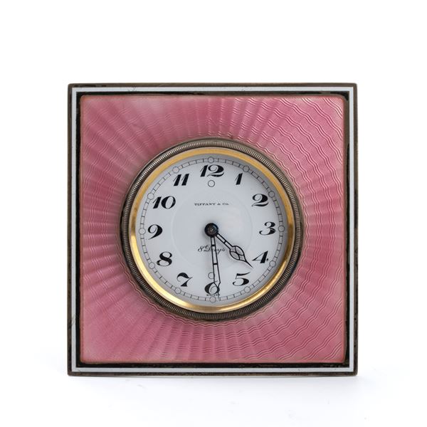 Tiffany &amp; Co.&#174; - Art Déco sterling silver and enamels table clock