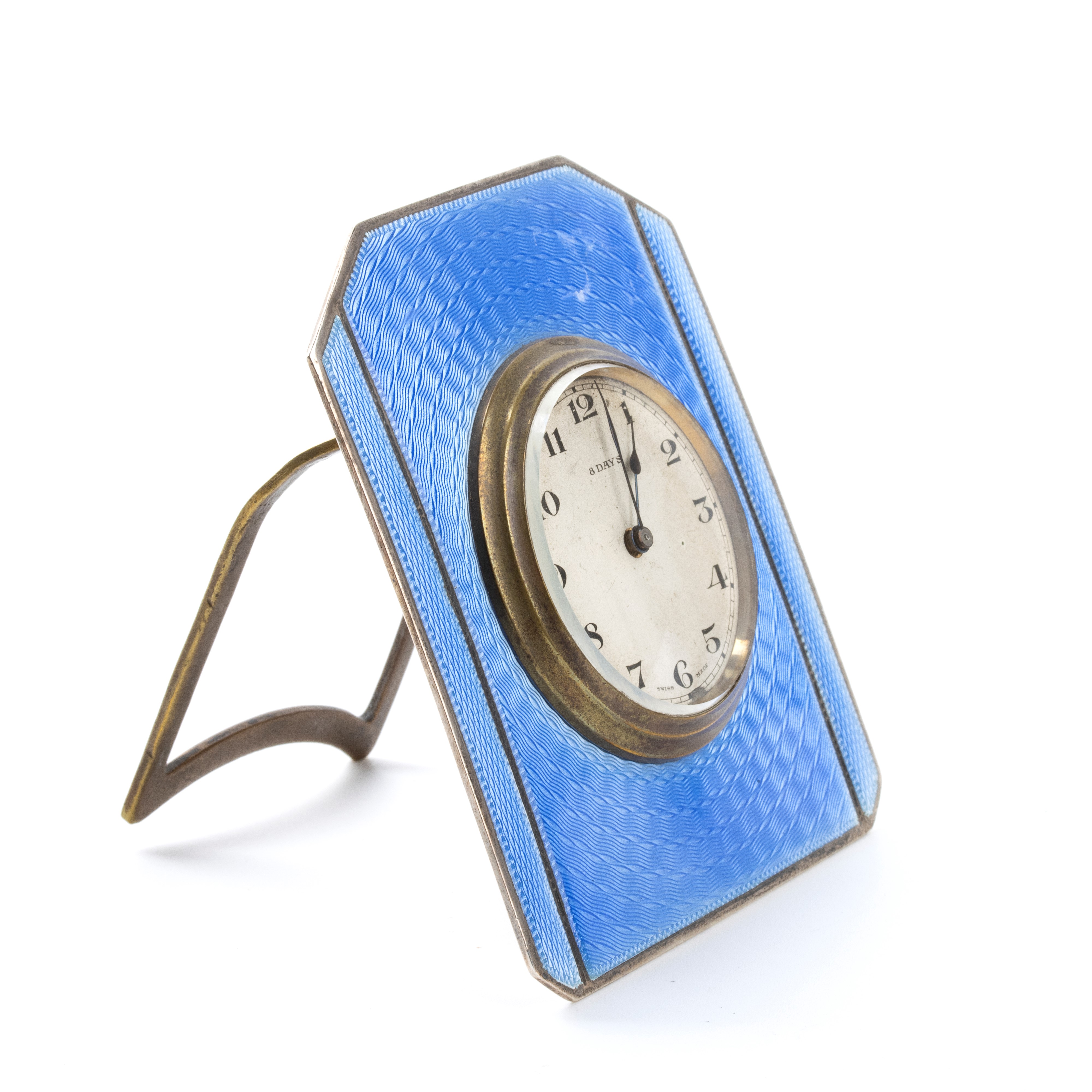 Orologio da tavolo Art Déco in argento e smalti