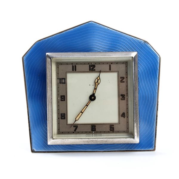 Asprey &amp; Co Ltd - Art Déco sterling silver and enamels table clock