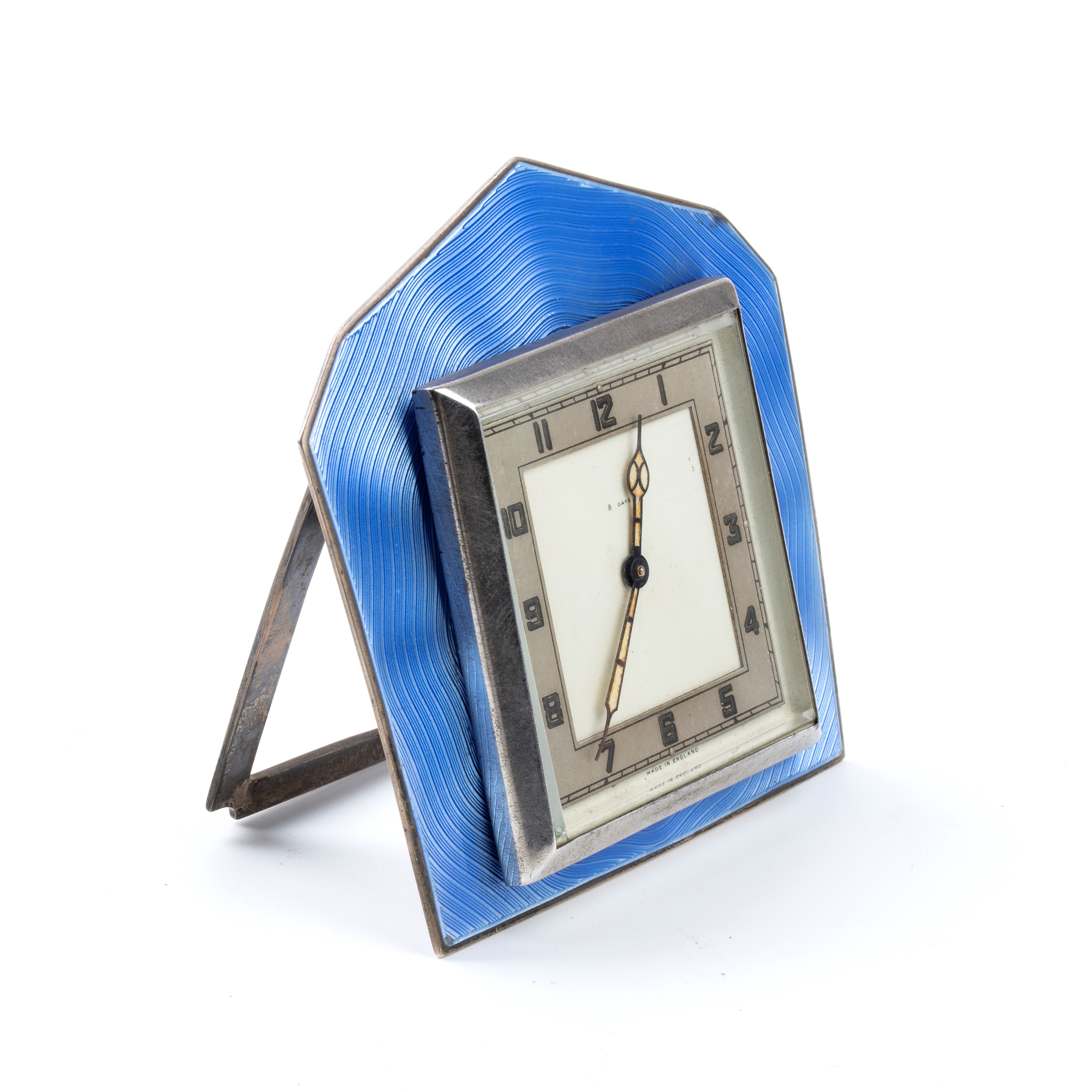 Orologio da tavolo Art Déco in argento e smalti