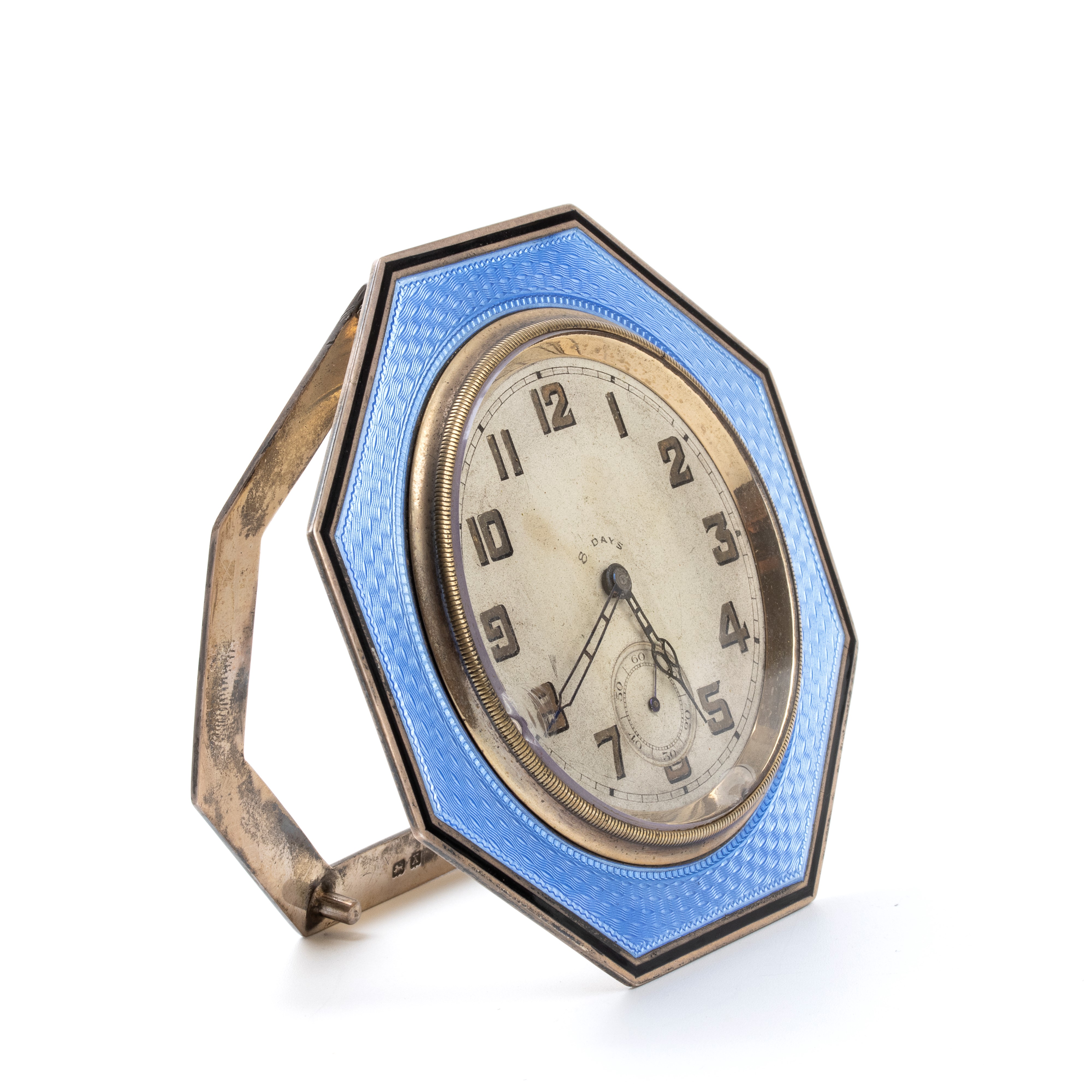 Orologio da tavolo Art Déco in argento e smalti