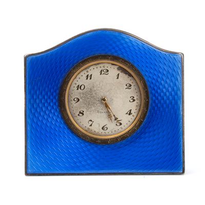Orologio da Tavolo Art Déco in Argento e Smalti