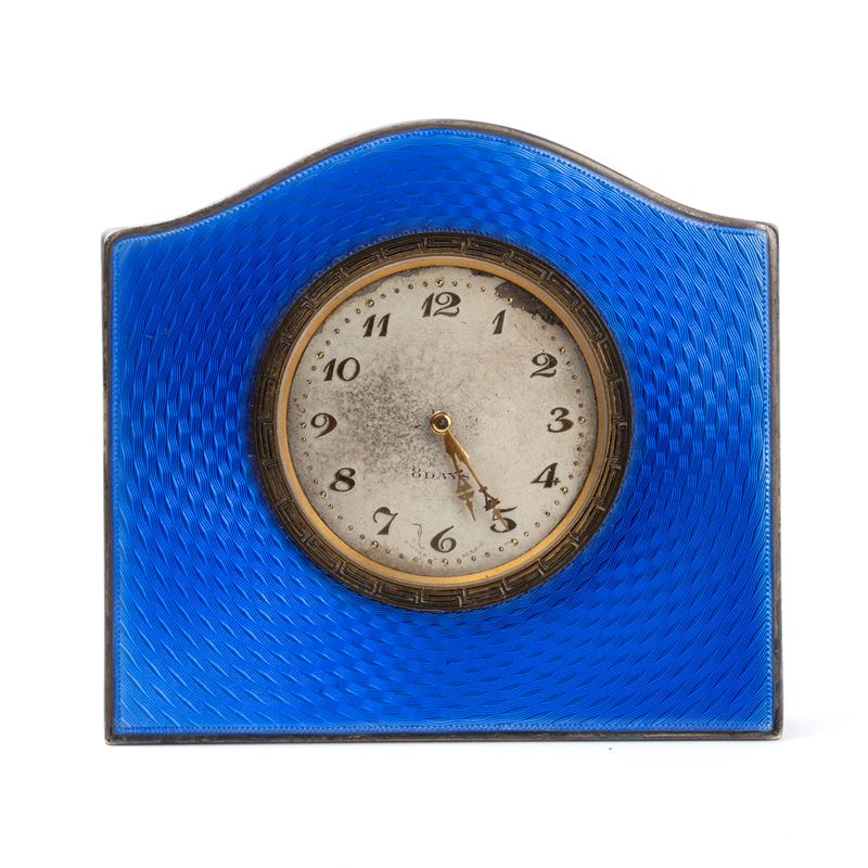 Walker & Hall - Orologio da Tavolo Art Déco in Argento e Smalti