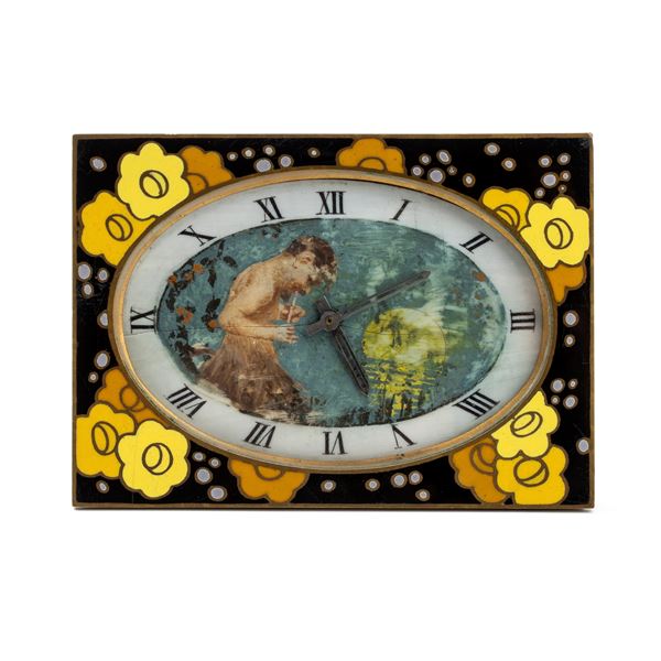 Art Déco table clock with enamels