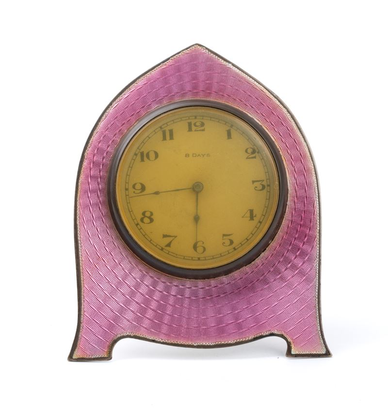 Orologio da tavolo Art Déco in argento e smalti