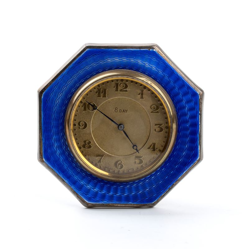 Orologio da tavolo Art Déco in argento e smalti