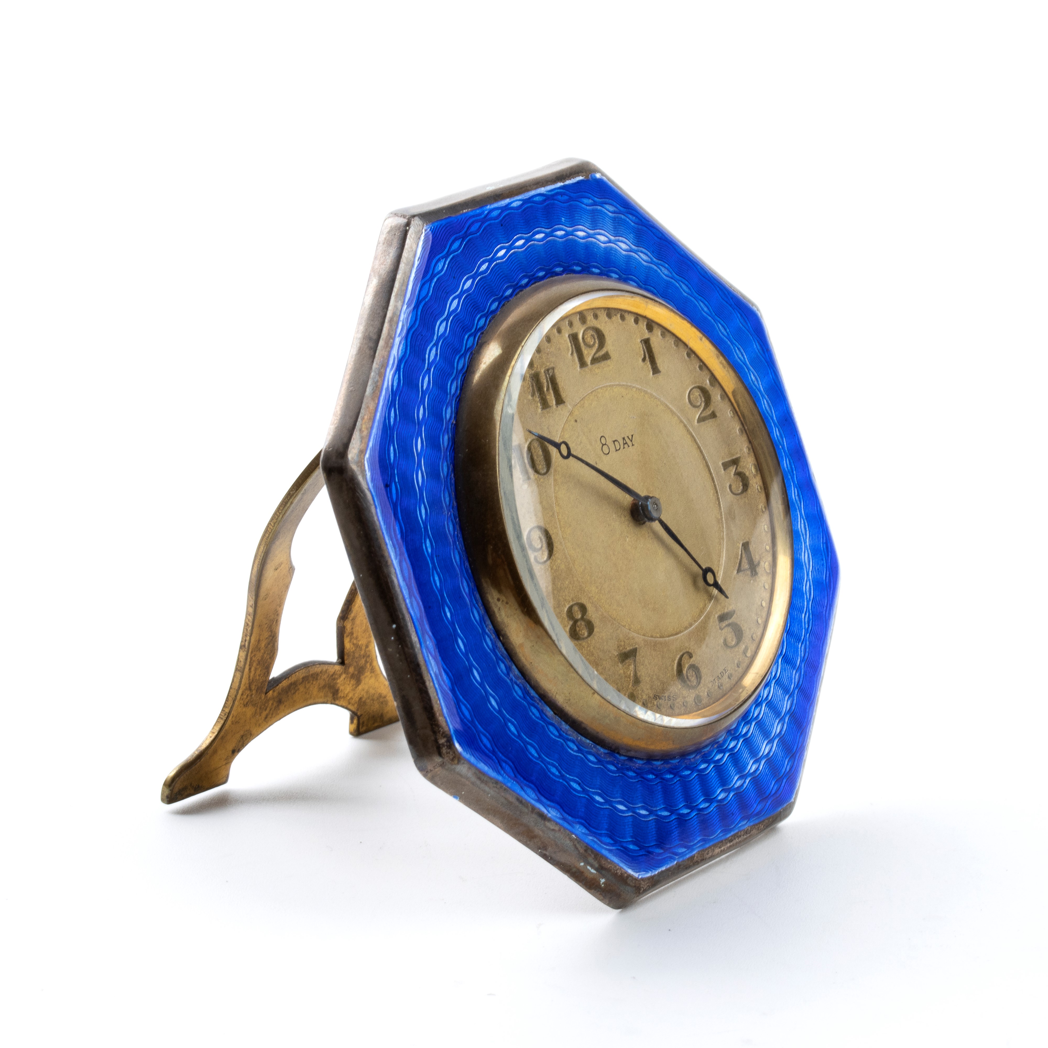 Orologio da tavolo Art Déco in argento e smalti