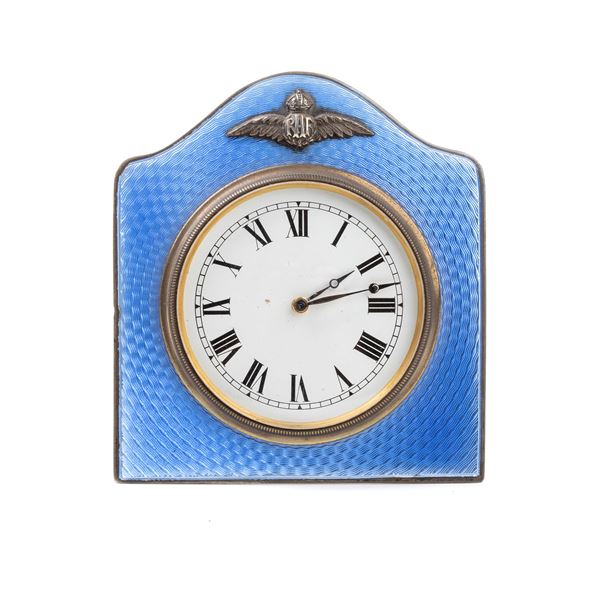 Albert Carter - Art Déco sterling silver and enamels table clock