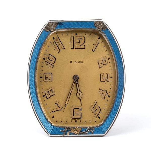 Art Déco table clock with enamels