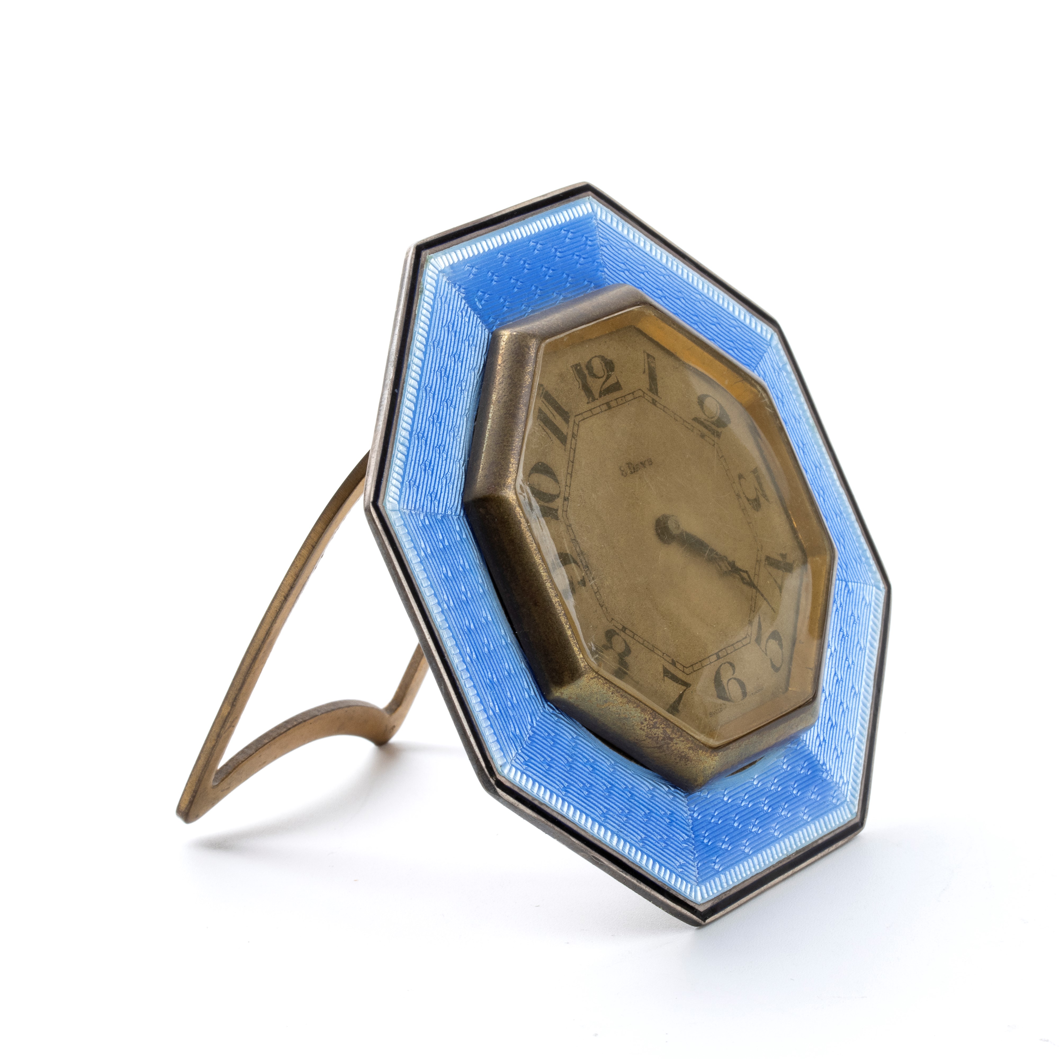 Orologio da tavolo Art Déco in argento e smalti