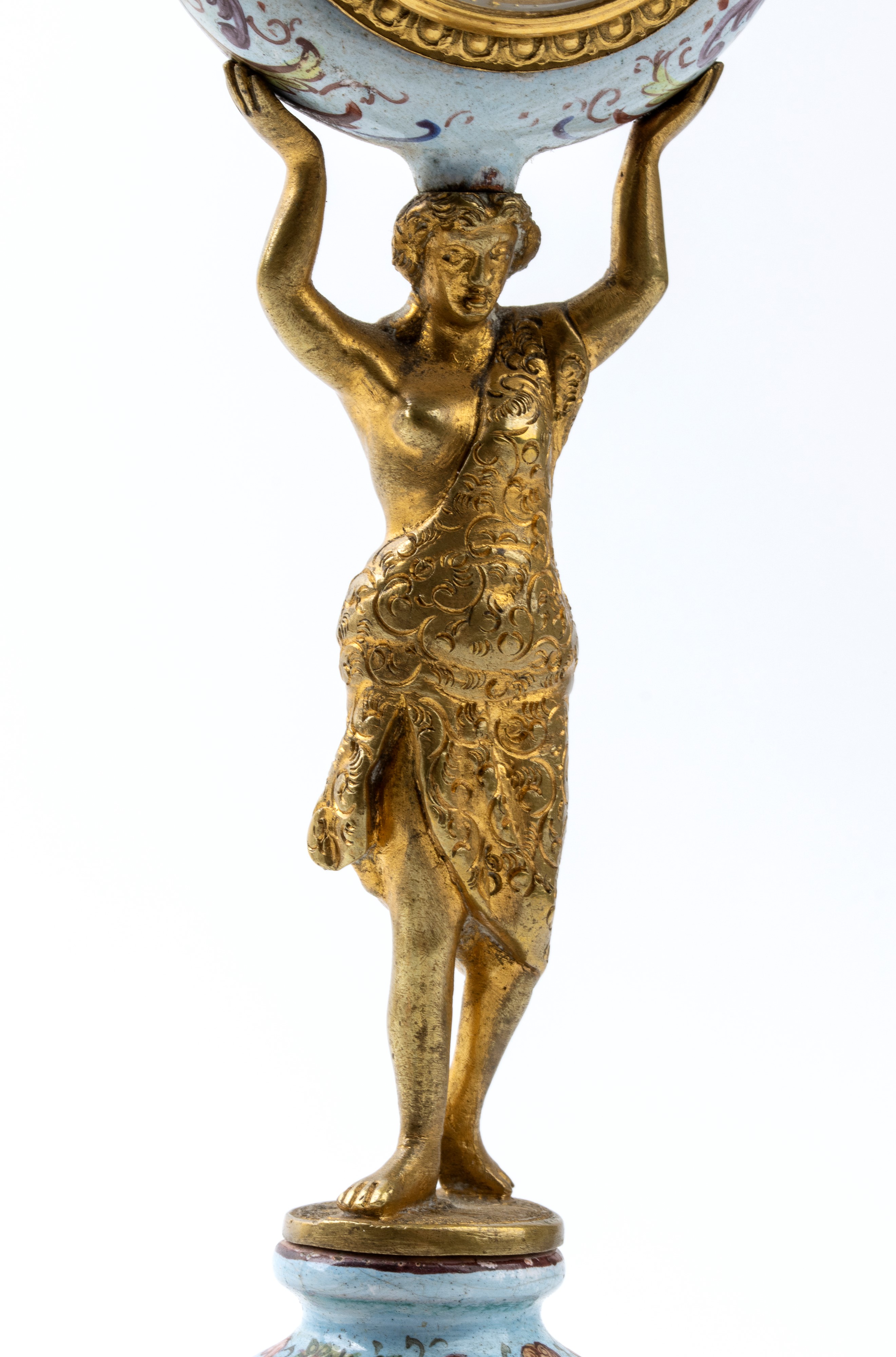 Orologio da tavolo in argento e smalti