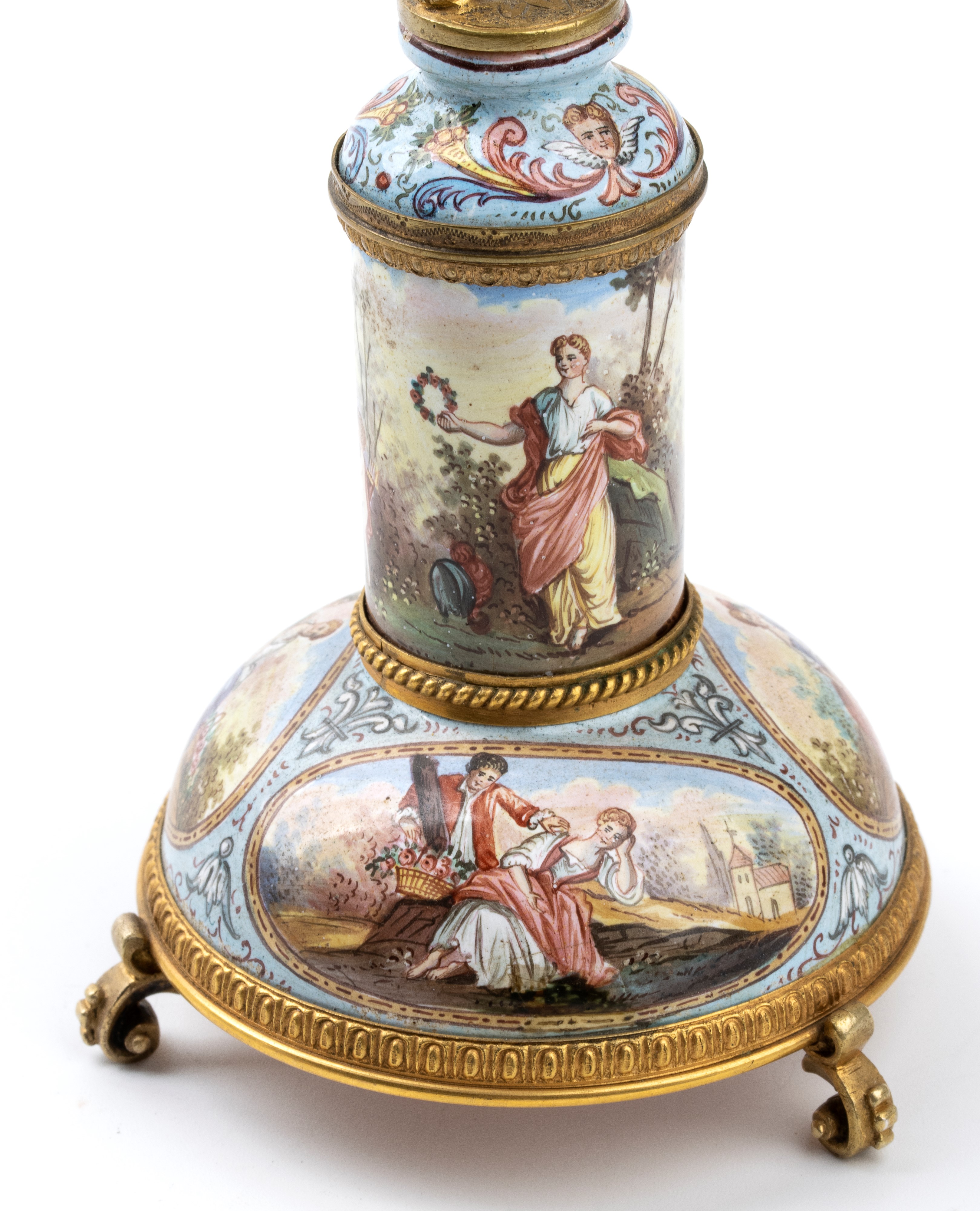 Orologio da tavolo in argento e smalti