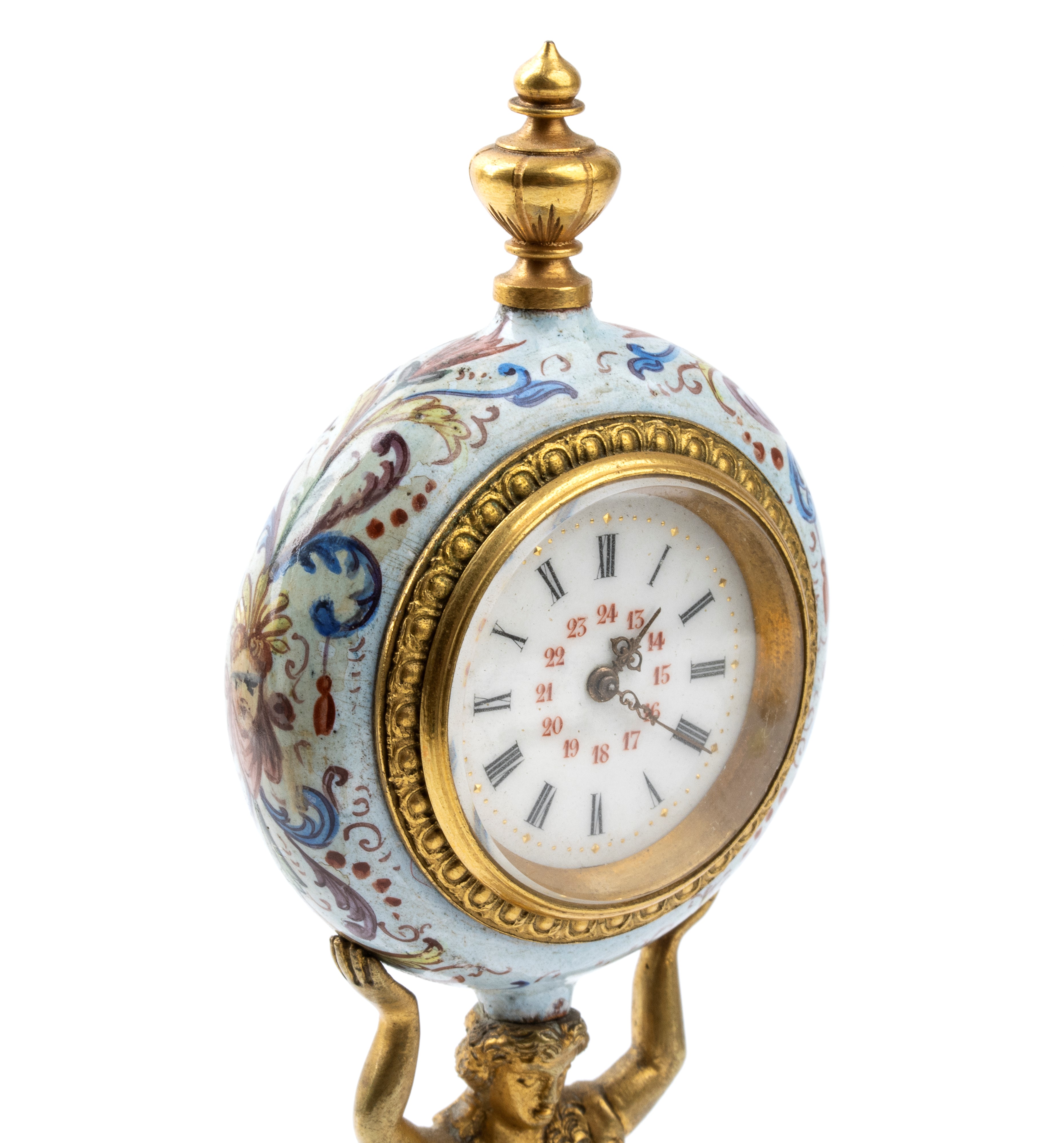 Orologio da tavolo in argento e smalti