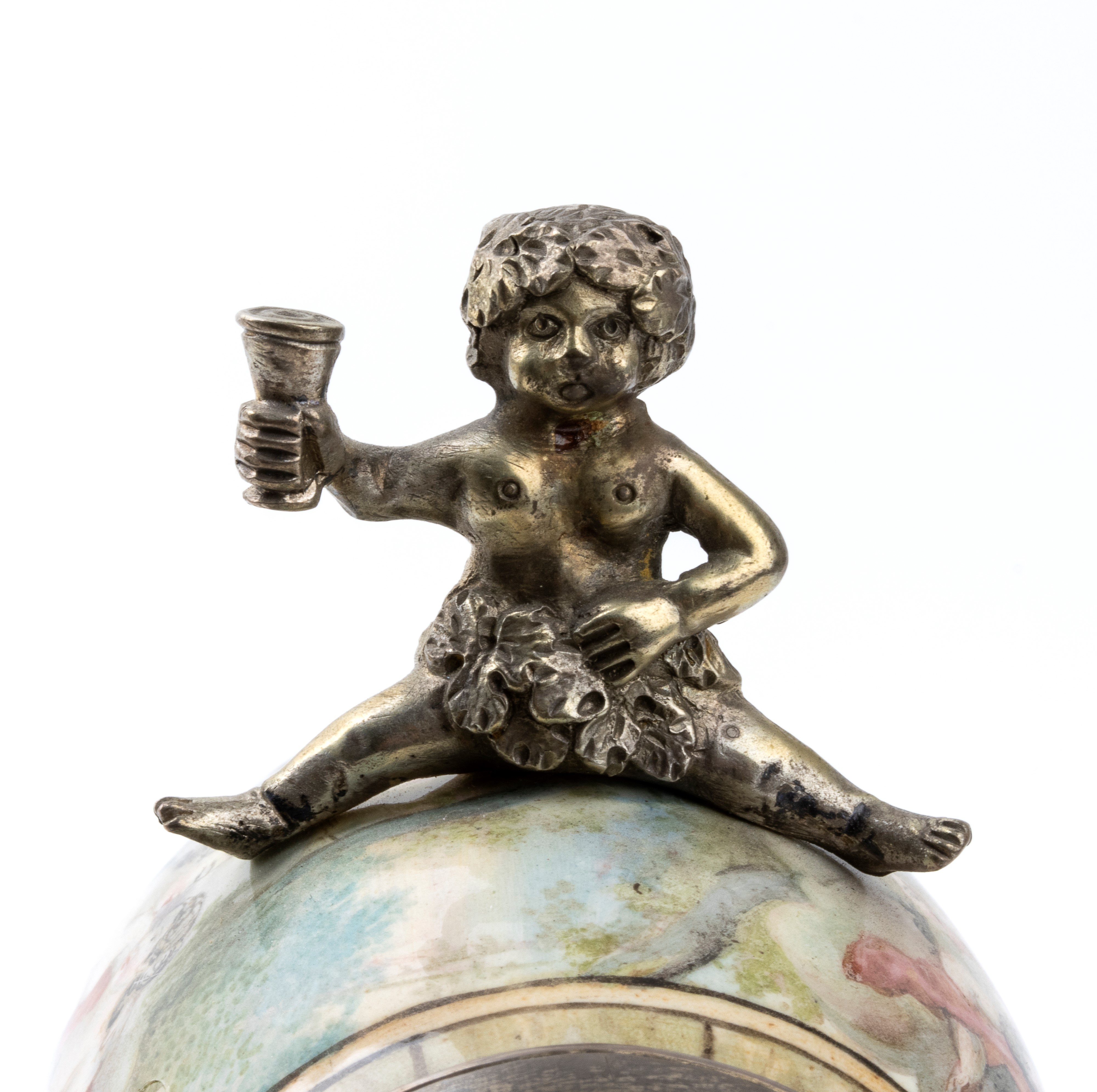 Orologio da tavolo in argento e smalti