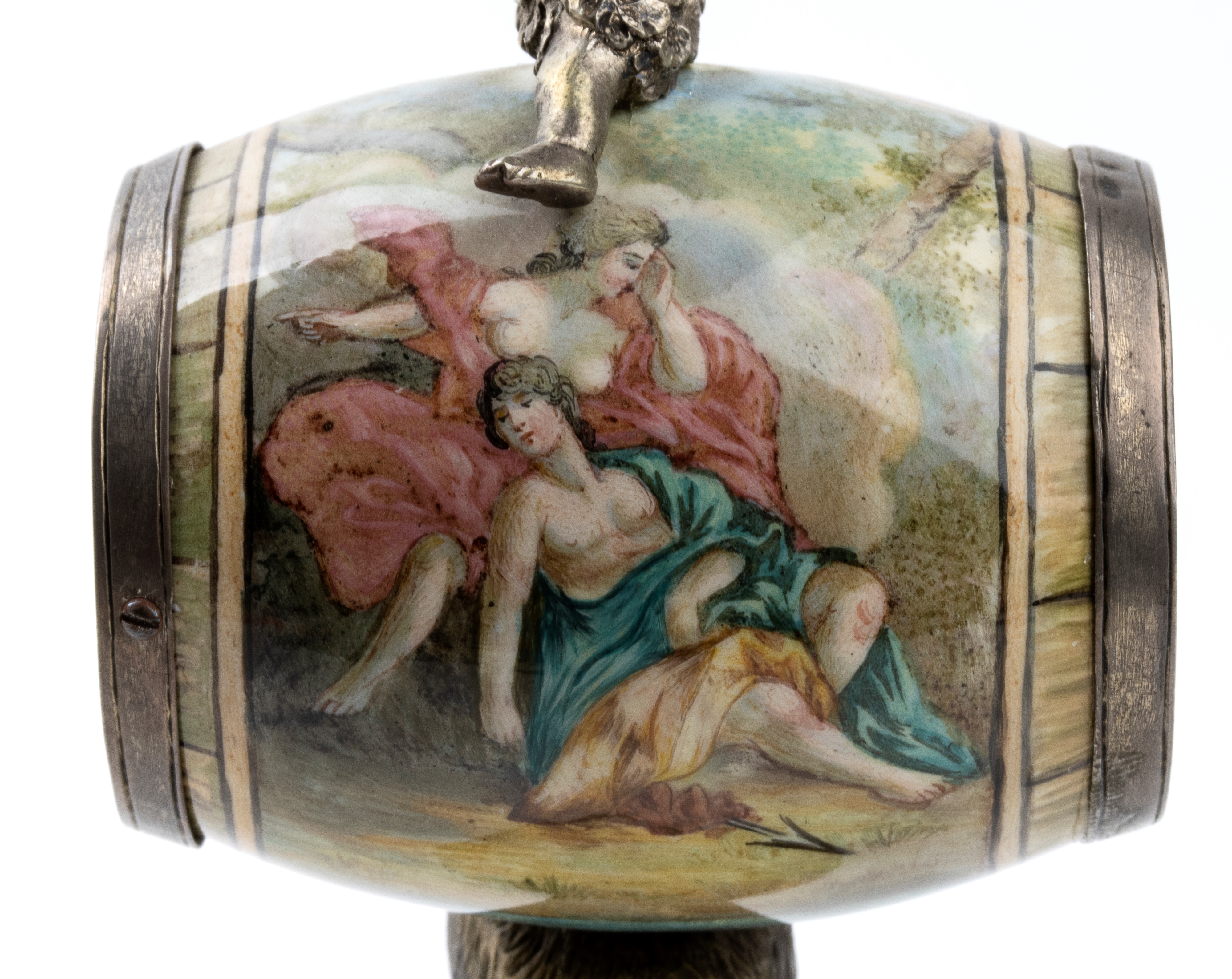 Orologio da tavolo in argento e smalti