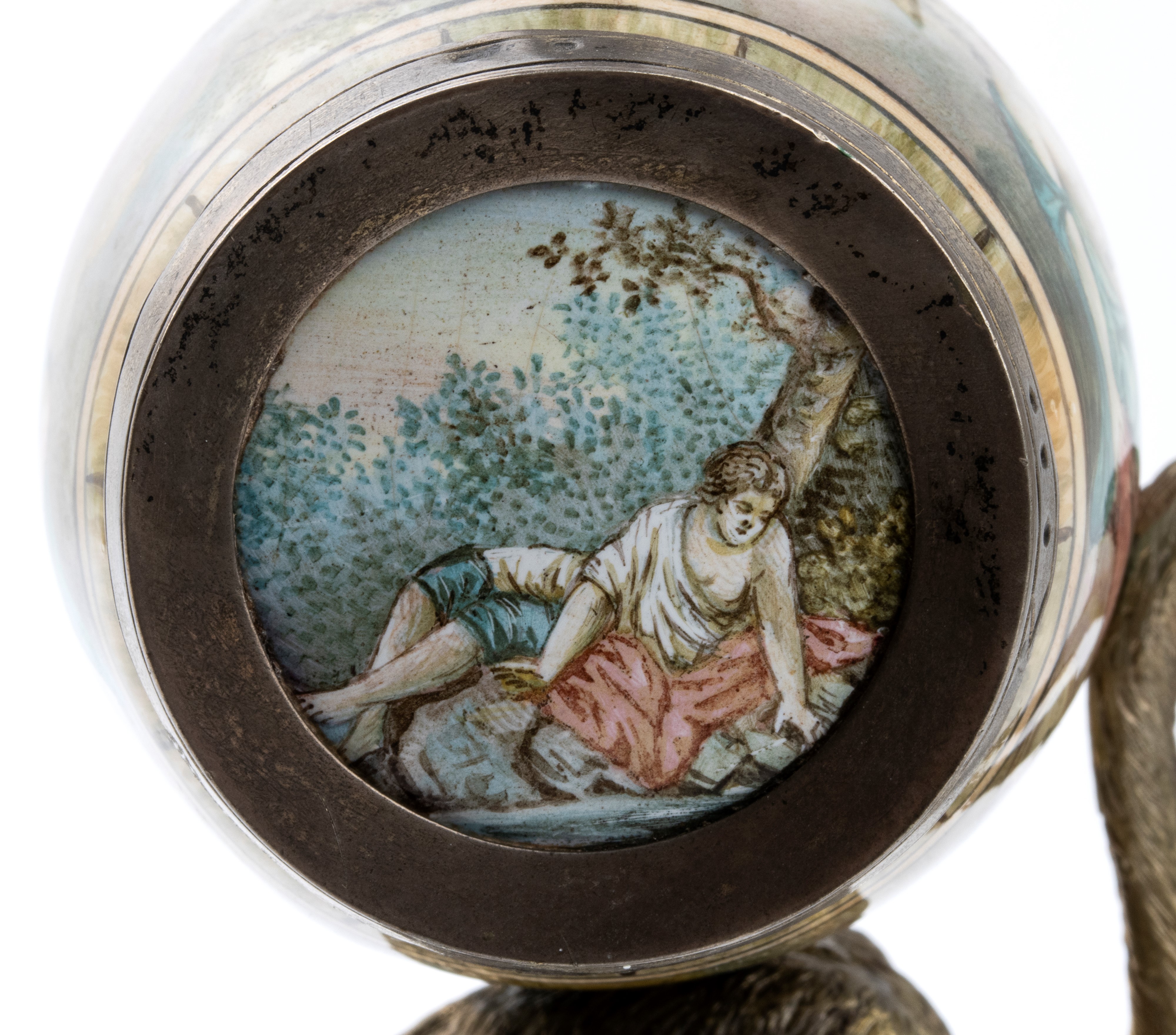 Orologio da tavolo in argento e smalti