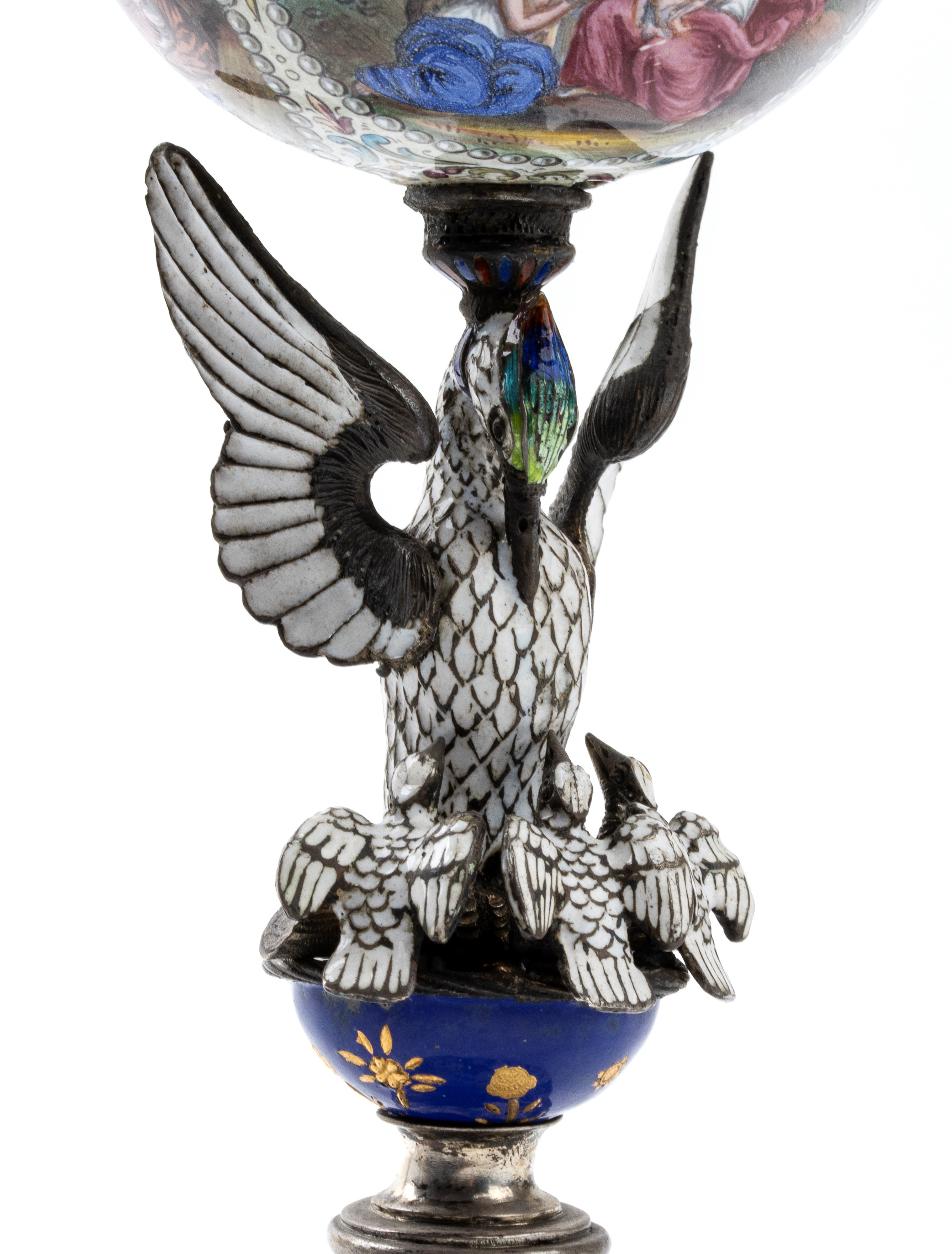 Orologio da tavolo con ripetizione in argento e smalti