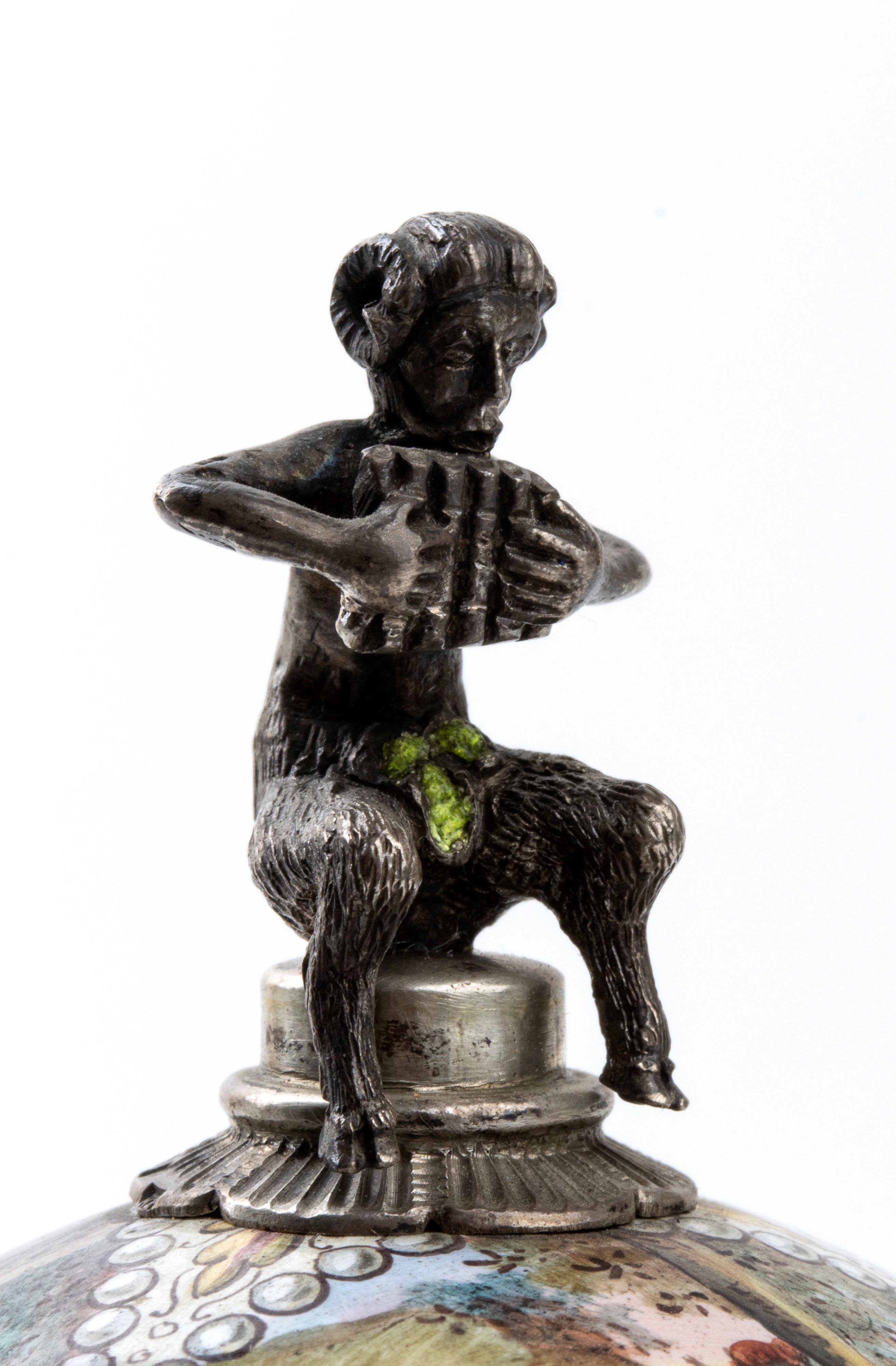 Orologio da tavolo con ripetizione in argento e smalti