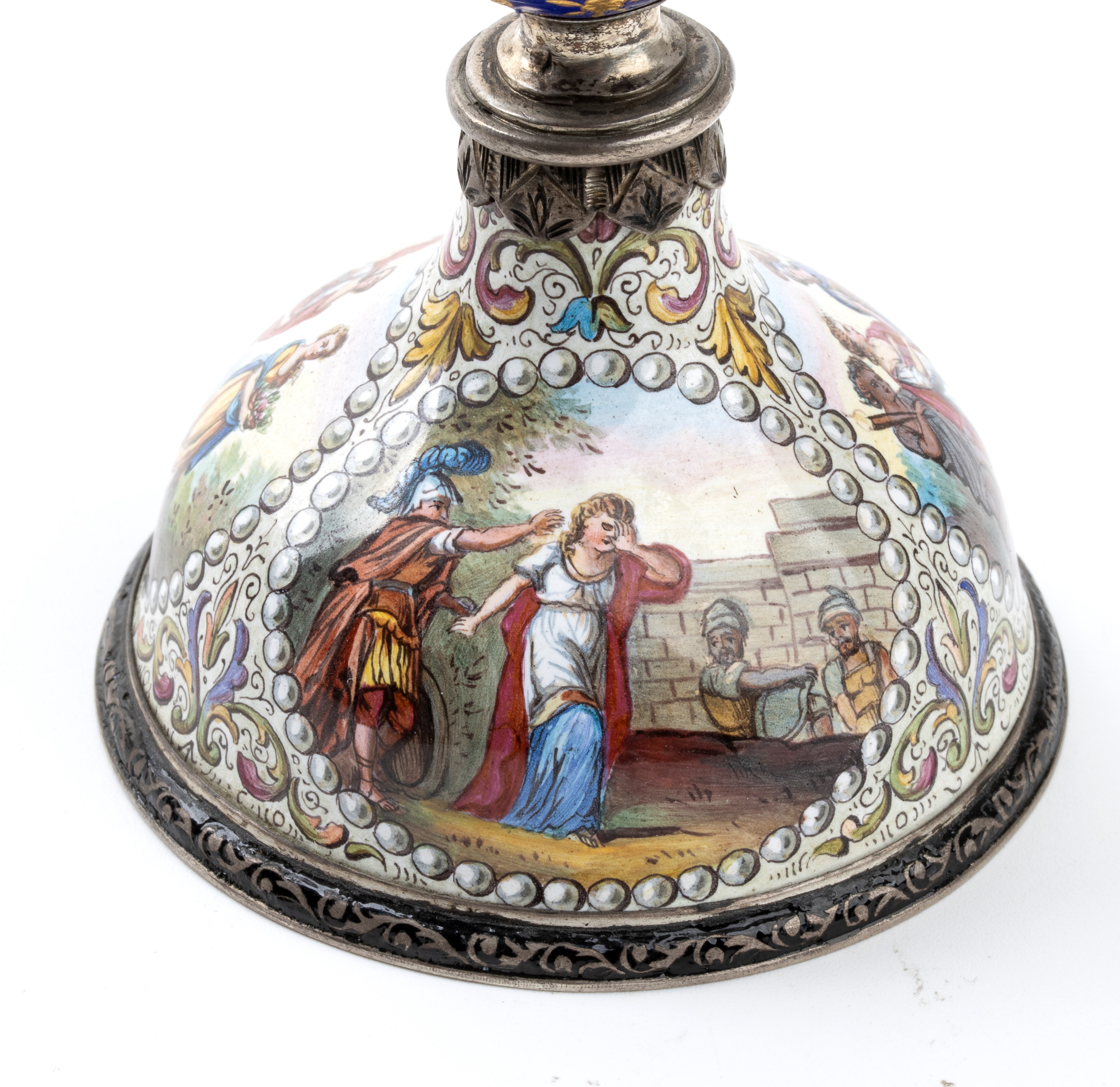 Orologio da tavolo con ripetizione in argento e smalti